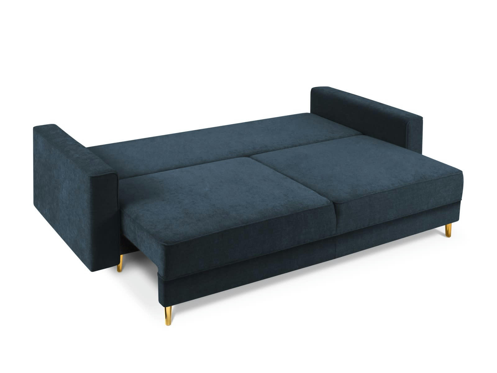 DUNAS - Canapé convertible 3 places en tissu structuré bleu foncé