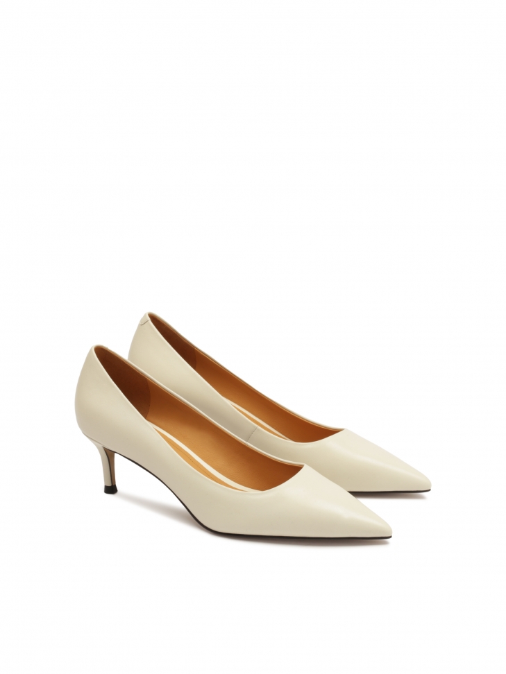 Cream kitten heeled pumps