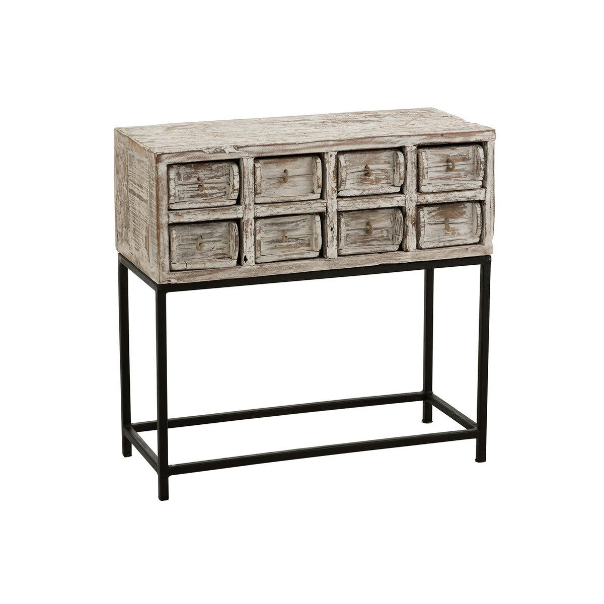 CAMILLE - Console vintage 8 tiroirs en bois recyclé