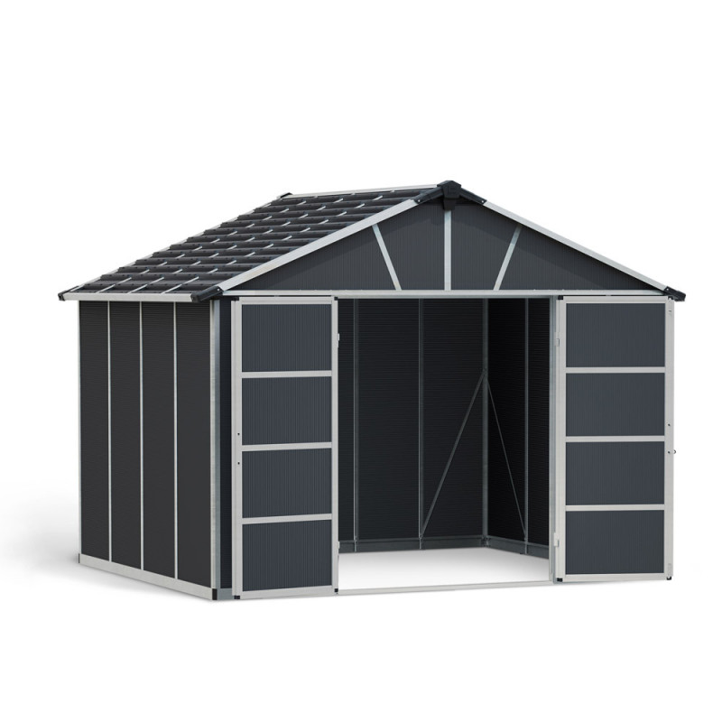 Abri de jardin en résine Yukon gris 3,32 x 2,71 x 2,52 m CANOPIA
