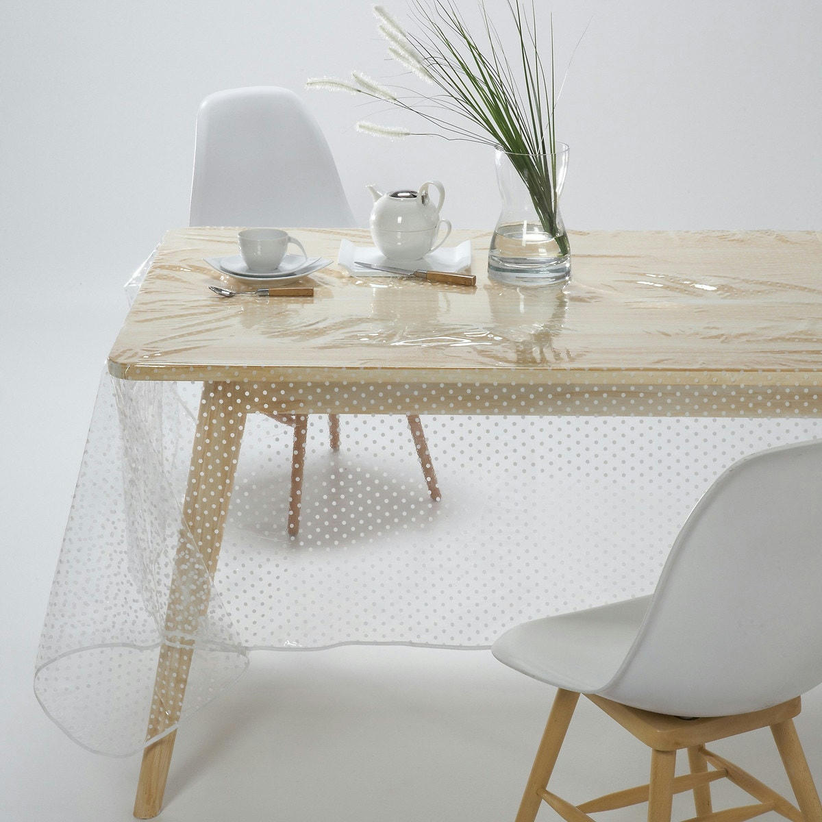 Nappe PVC transparente imprimée pois