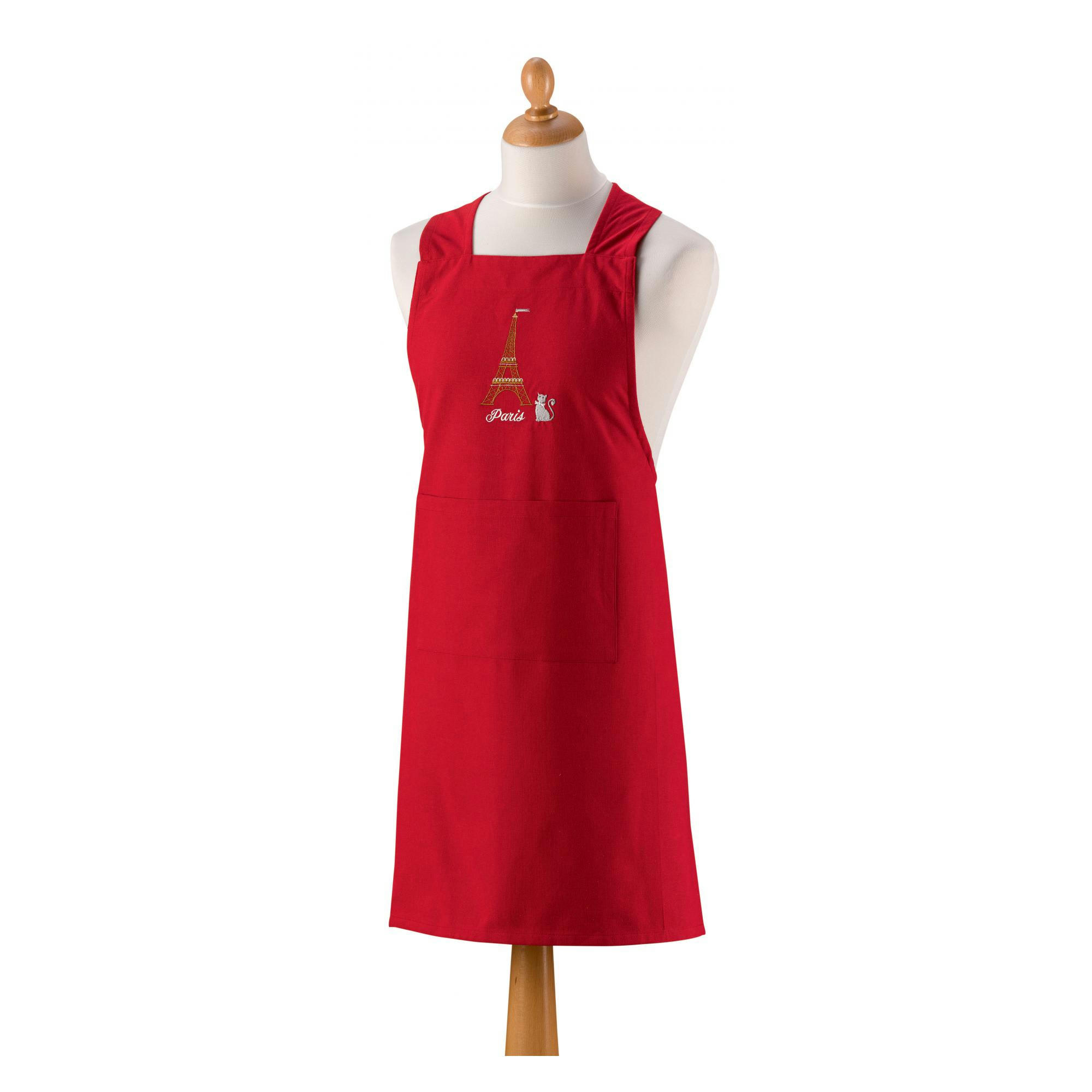 BRODERIE PARIS - Tablier de cuisine japonais recyclé tour eiffel rouge 125 x 85