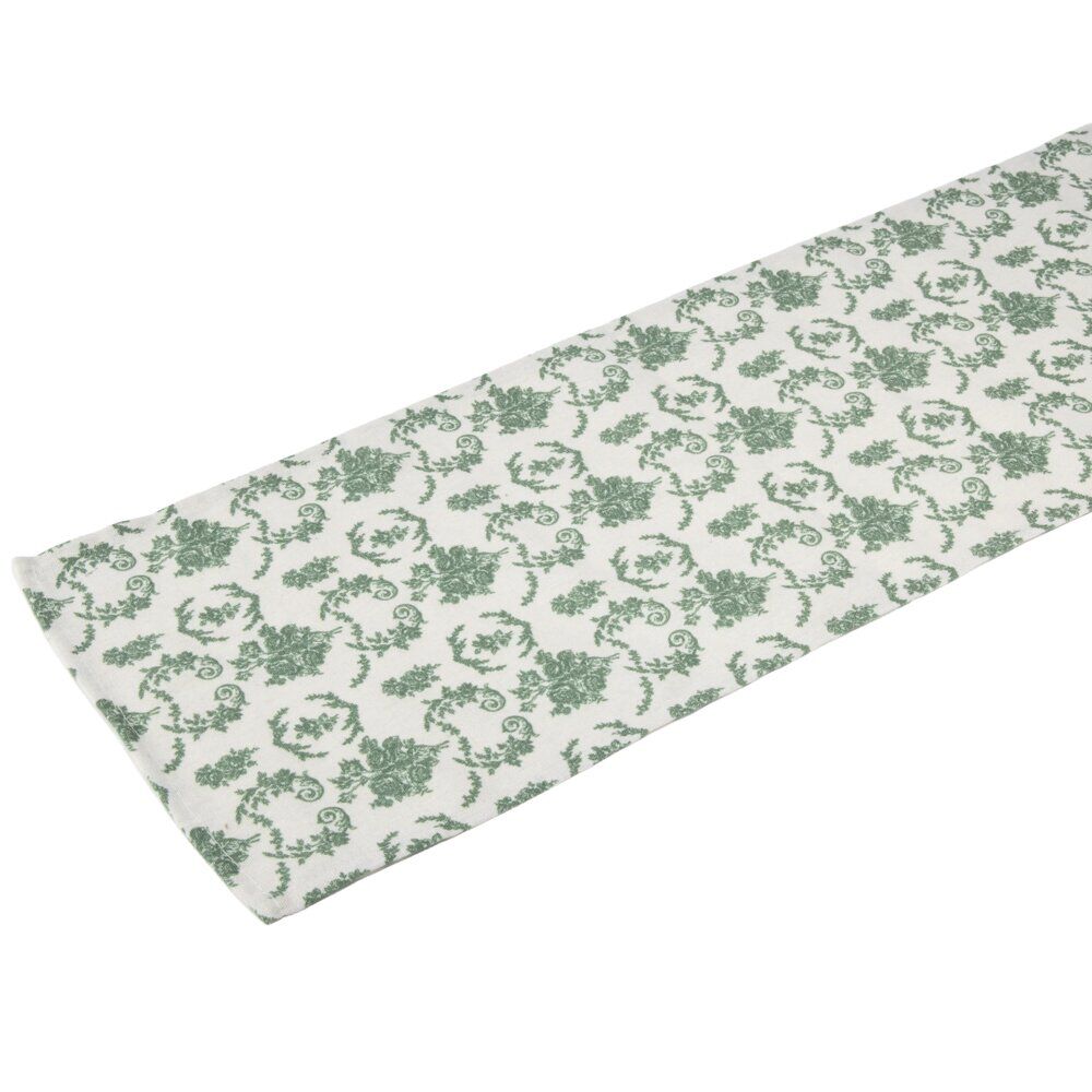 Chemin de table polyester imprimé toile de Jouy L300X25 cm vert