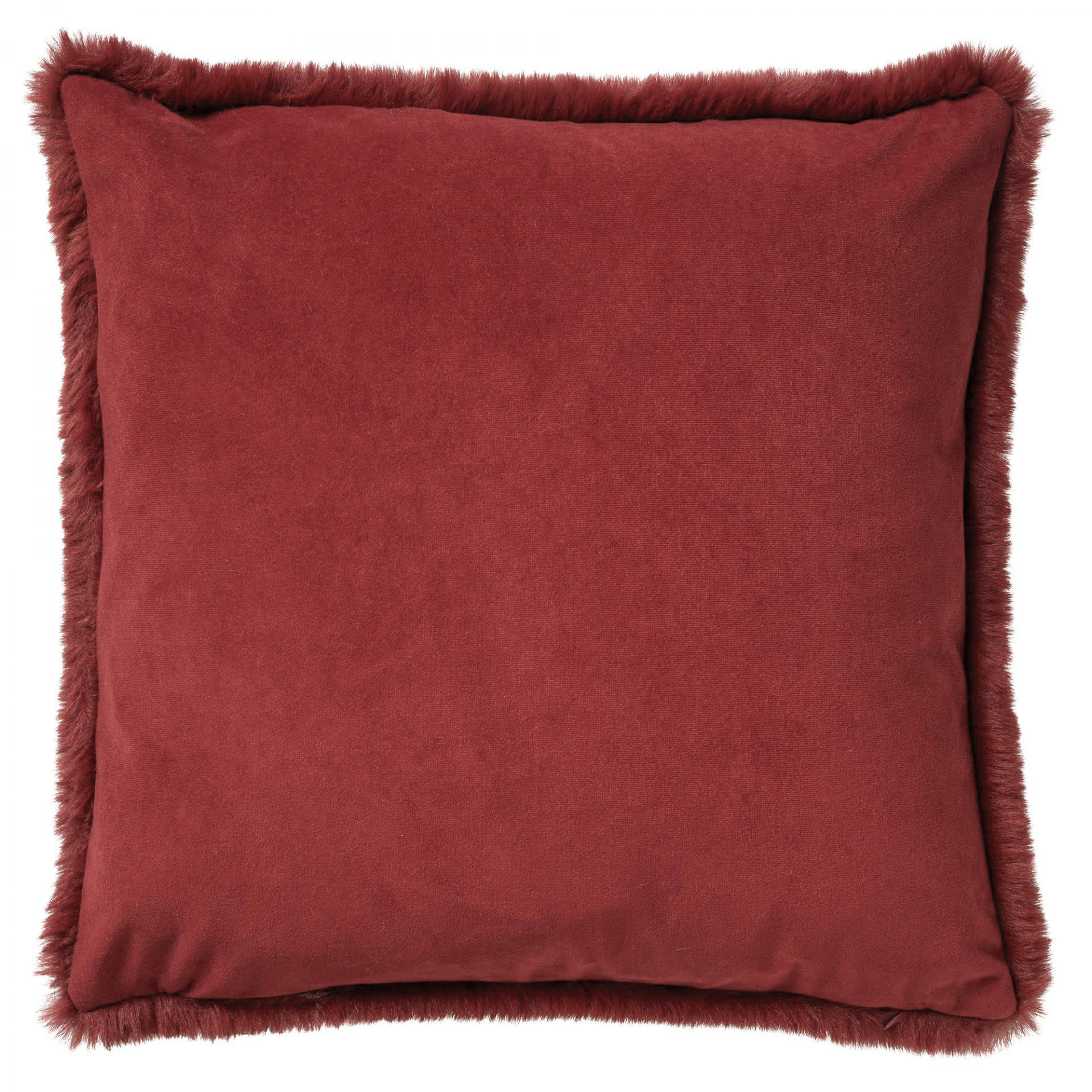 ZAYA - Housse de coussin rouge fausse fourrure-45x45 cm uni