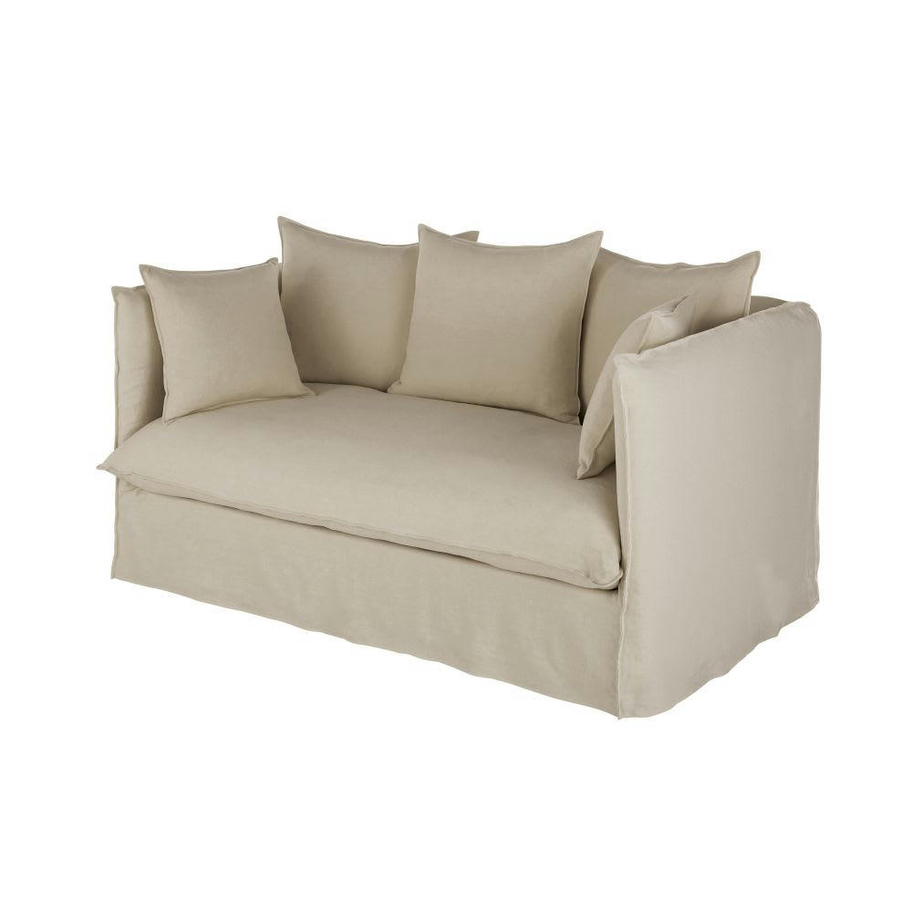 Louvain - Canapé 2/3 places en lin supérieur beige