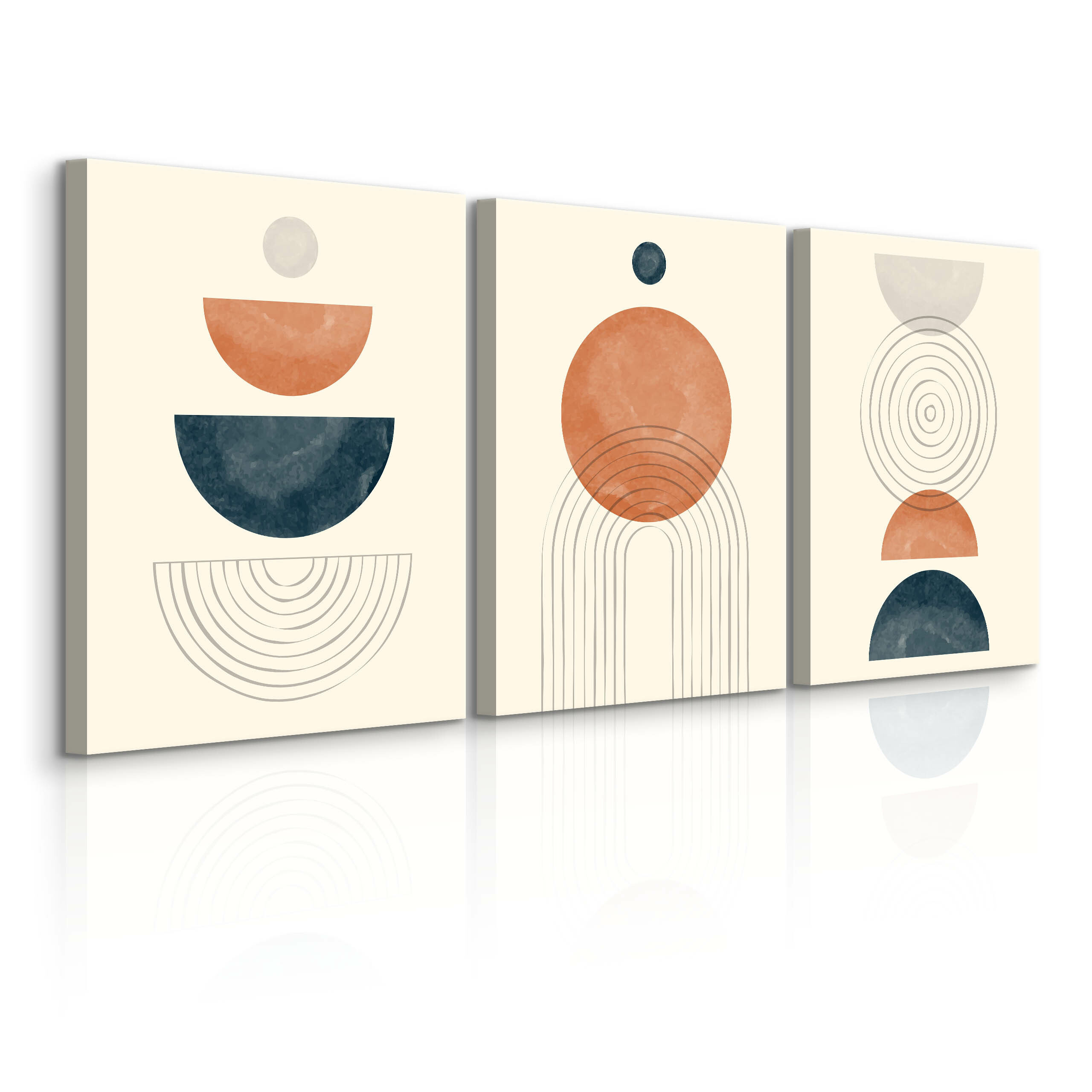 OBRAZY SET FIGURY GEOMETRYCZNE STYL BOHO MINIMALIZM 90x40cm