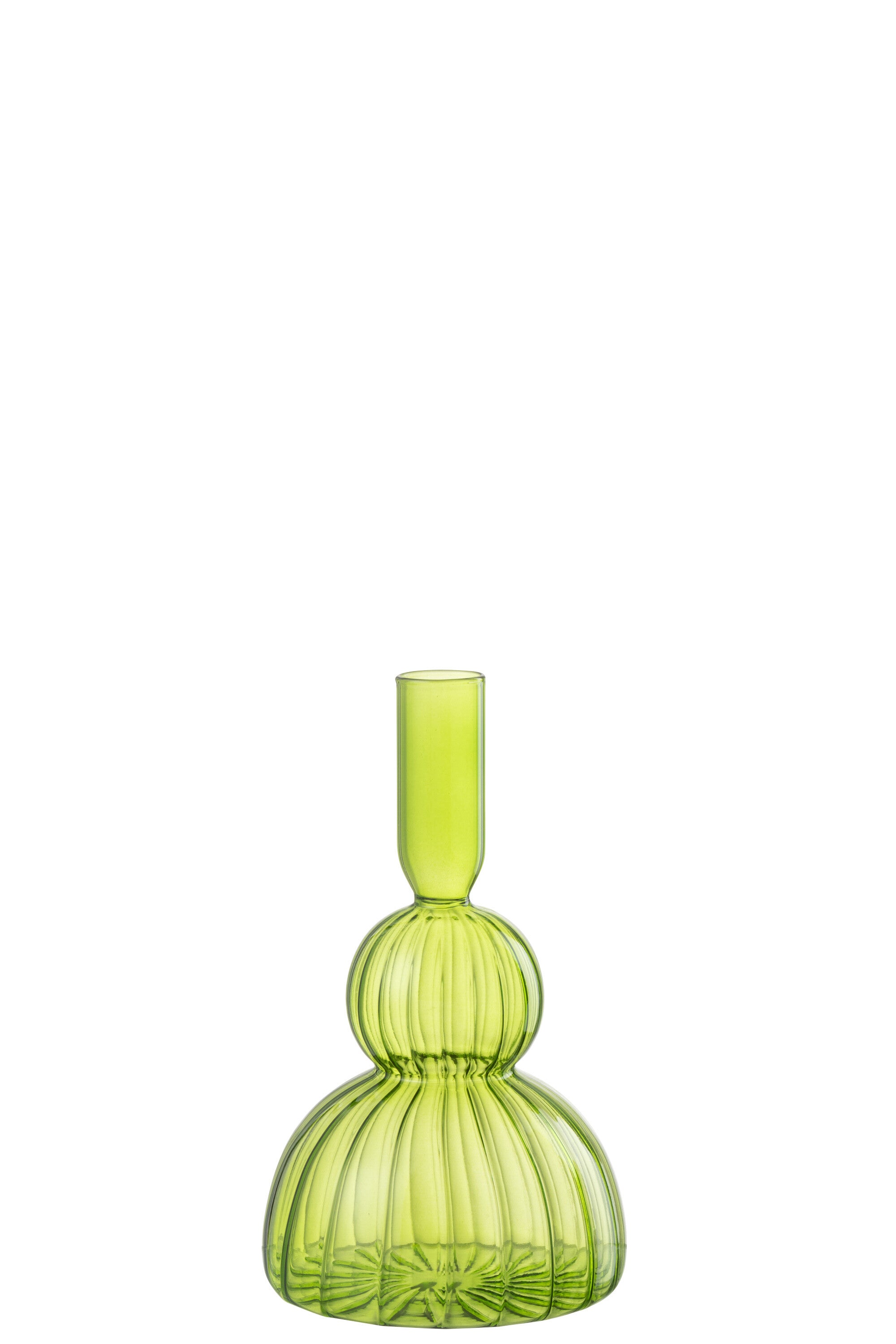 J-Line vaas Juliette - glas - groen - 19 cm hoog