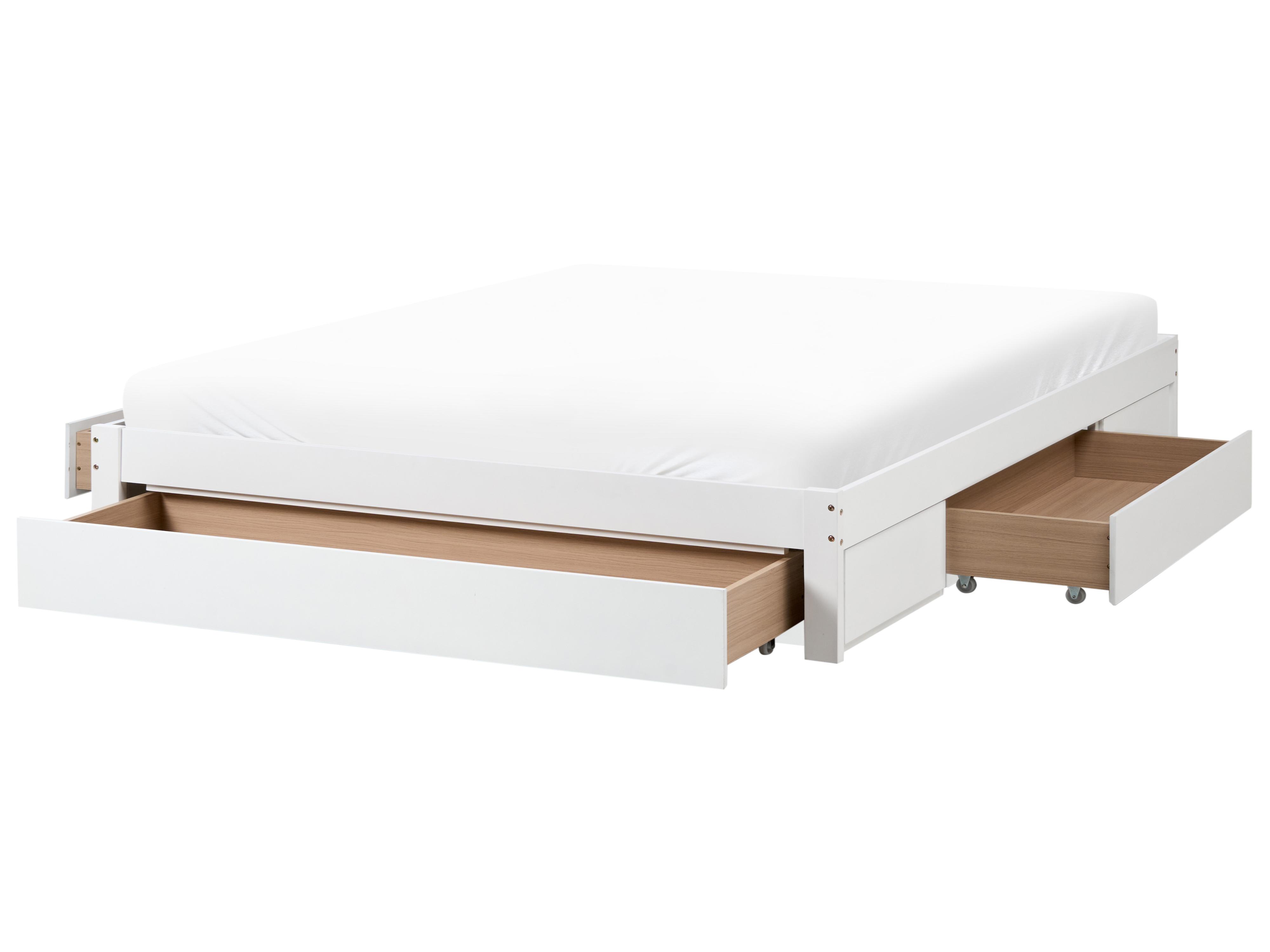 Bed with Storage Drawers without Headboard Wood GIAT 160 x 200 cm (EU King Size) White