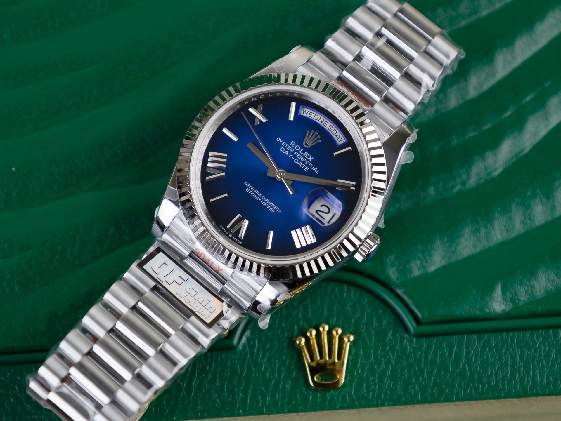Rolex Day-Date 228239 904L Steel Ombre Blue Dial 40mm Super Clone