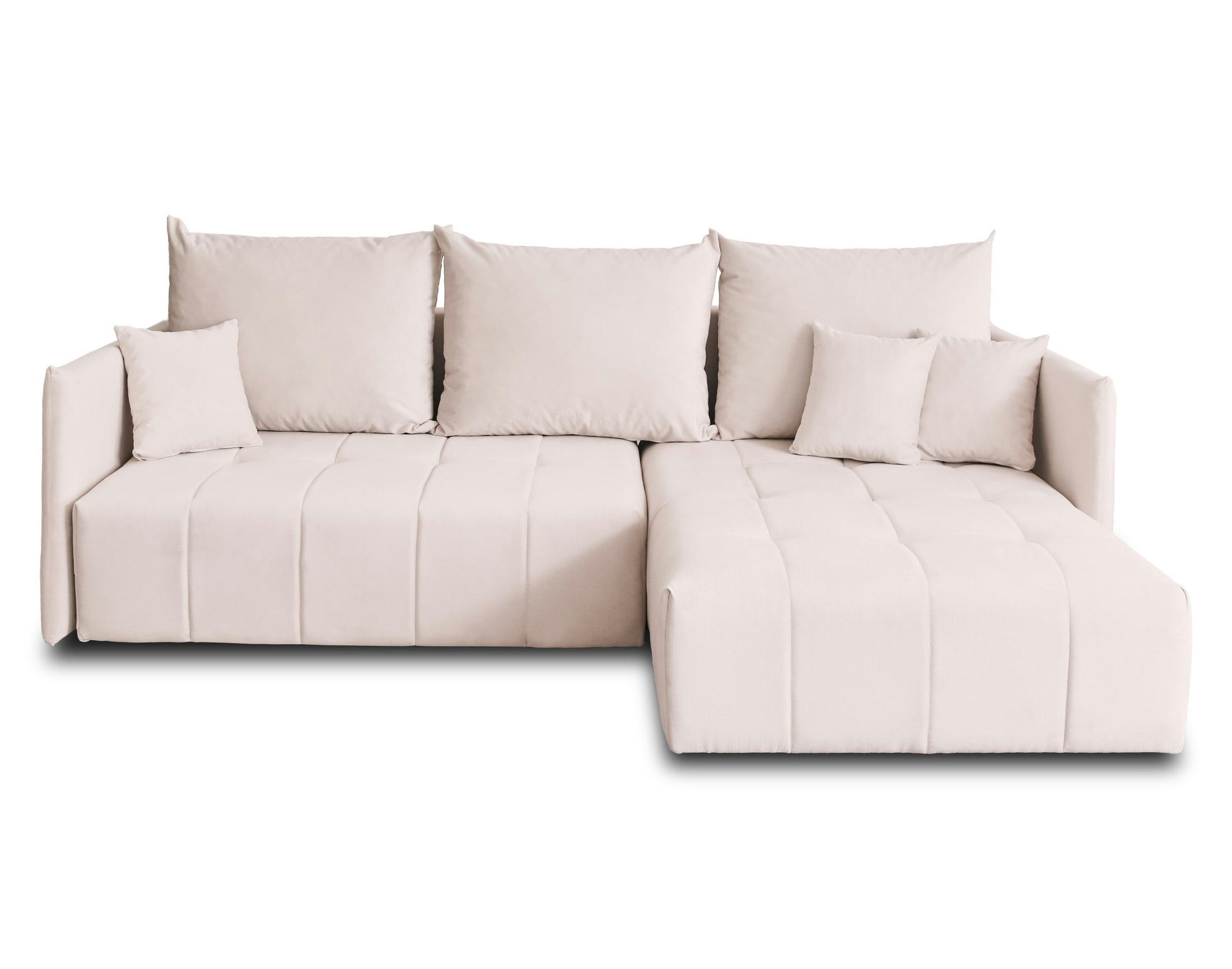 PETRA - Canapé d'angle réversible convertible 4 places en velours beige