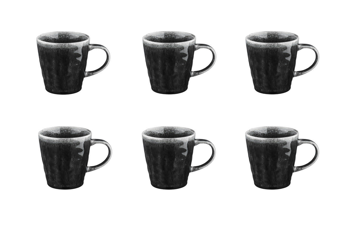 MOON - Lot de 6 mugs en grès noir 40cl