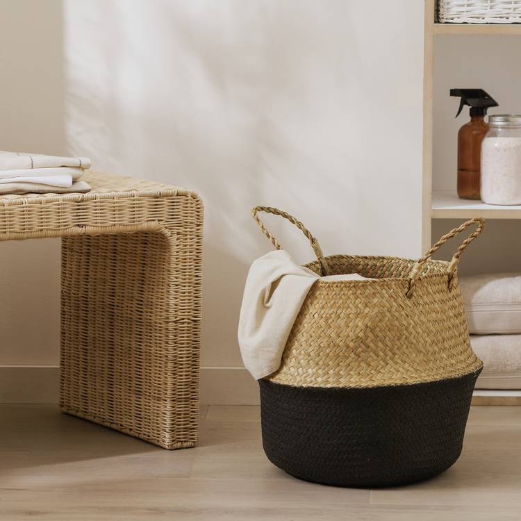 Habitat Seagrass Belly Storage Basket - Two Tone Black
