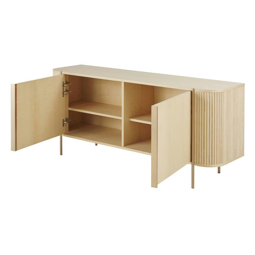 Ormond - Buffet 2 portes beige et métal coloris laiton