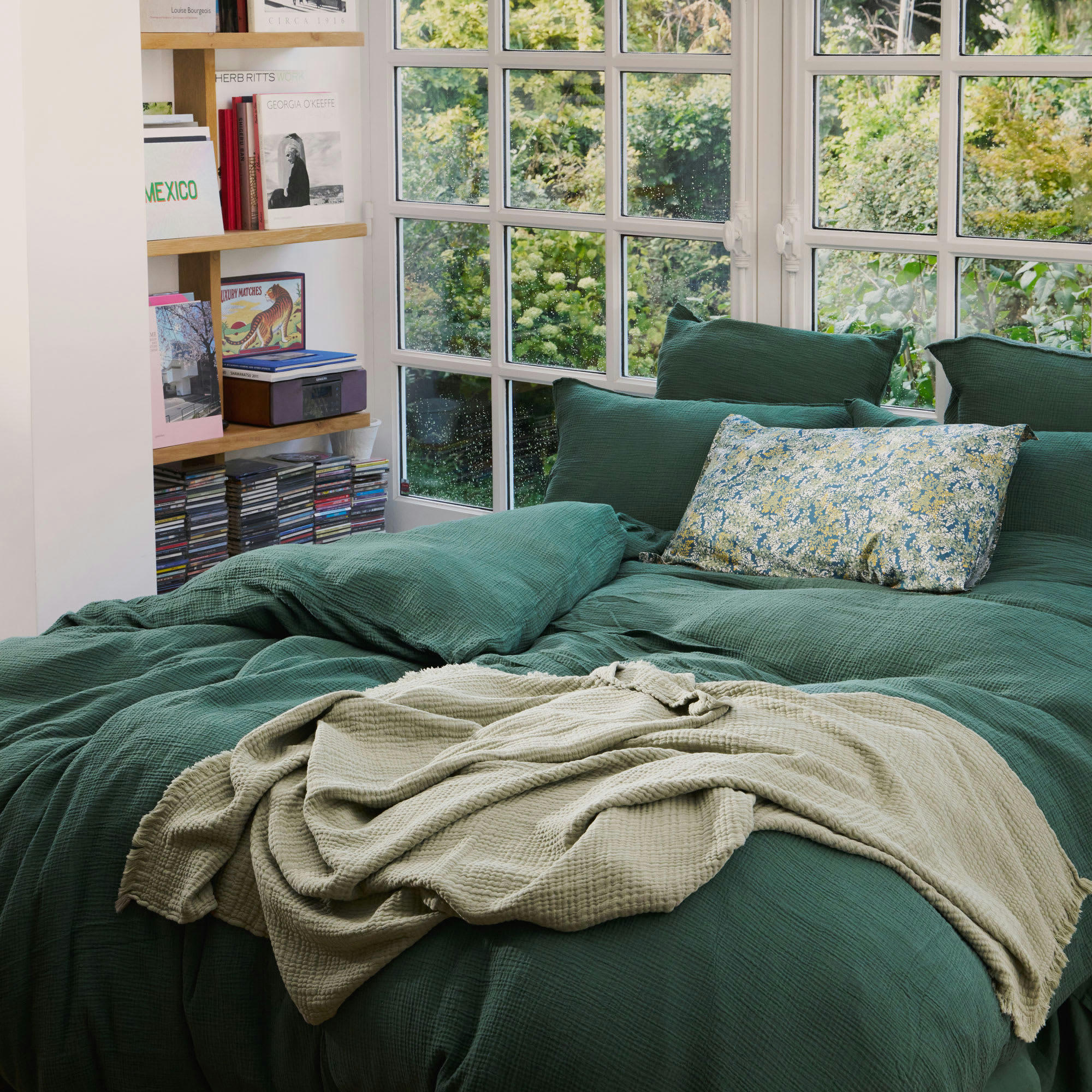 SIMPLEMENT GAUFRÉ - Housse de couette en gaze de coton 240x220cm Cyprès