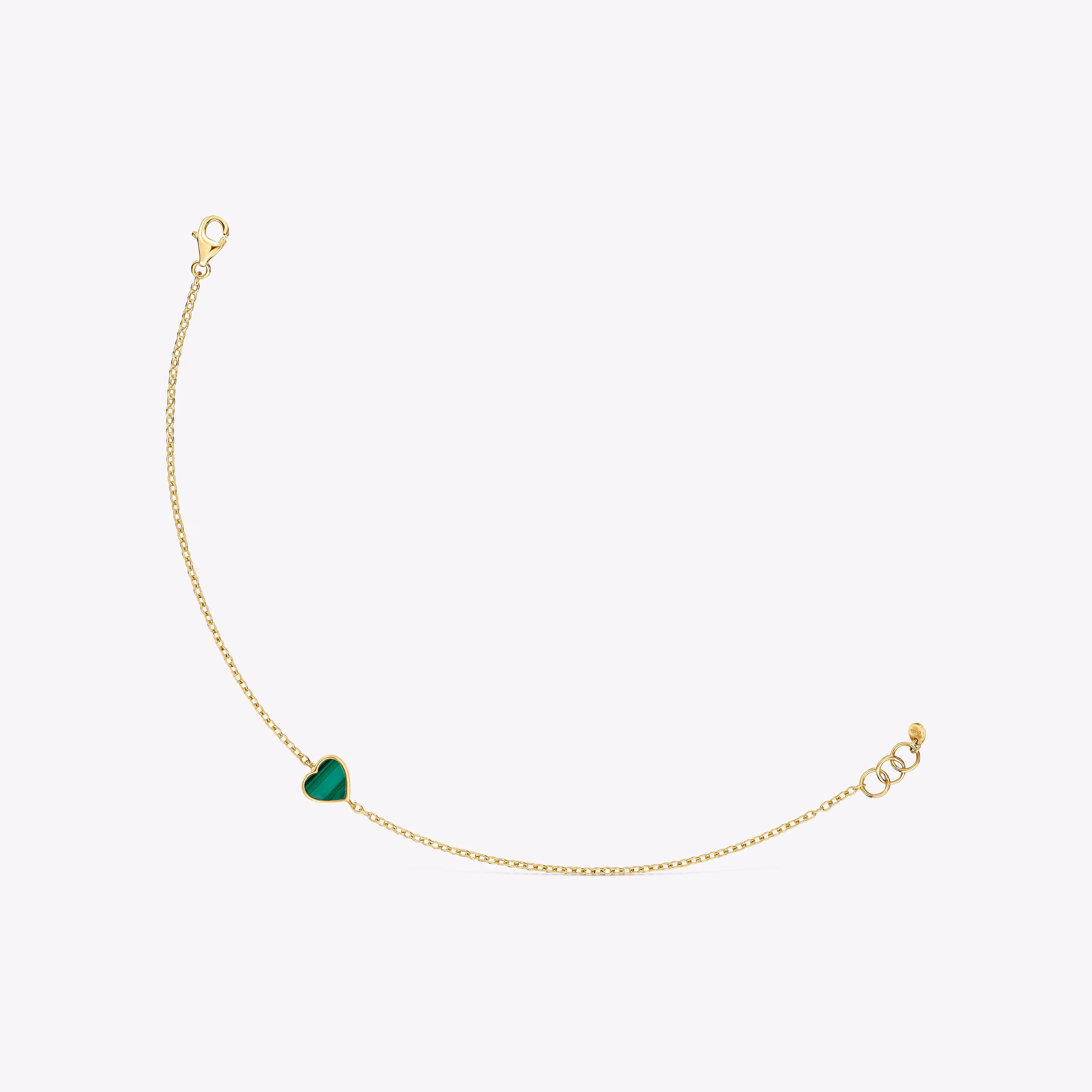 Pulsera cadena de oro 14 kt y malaquita XXS