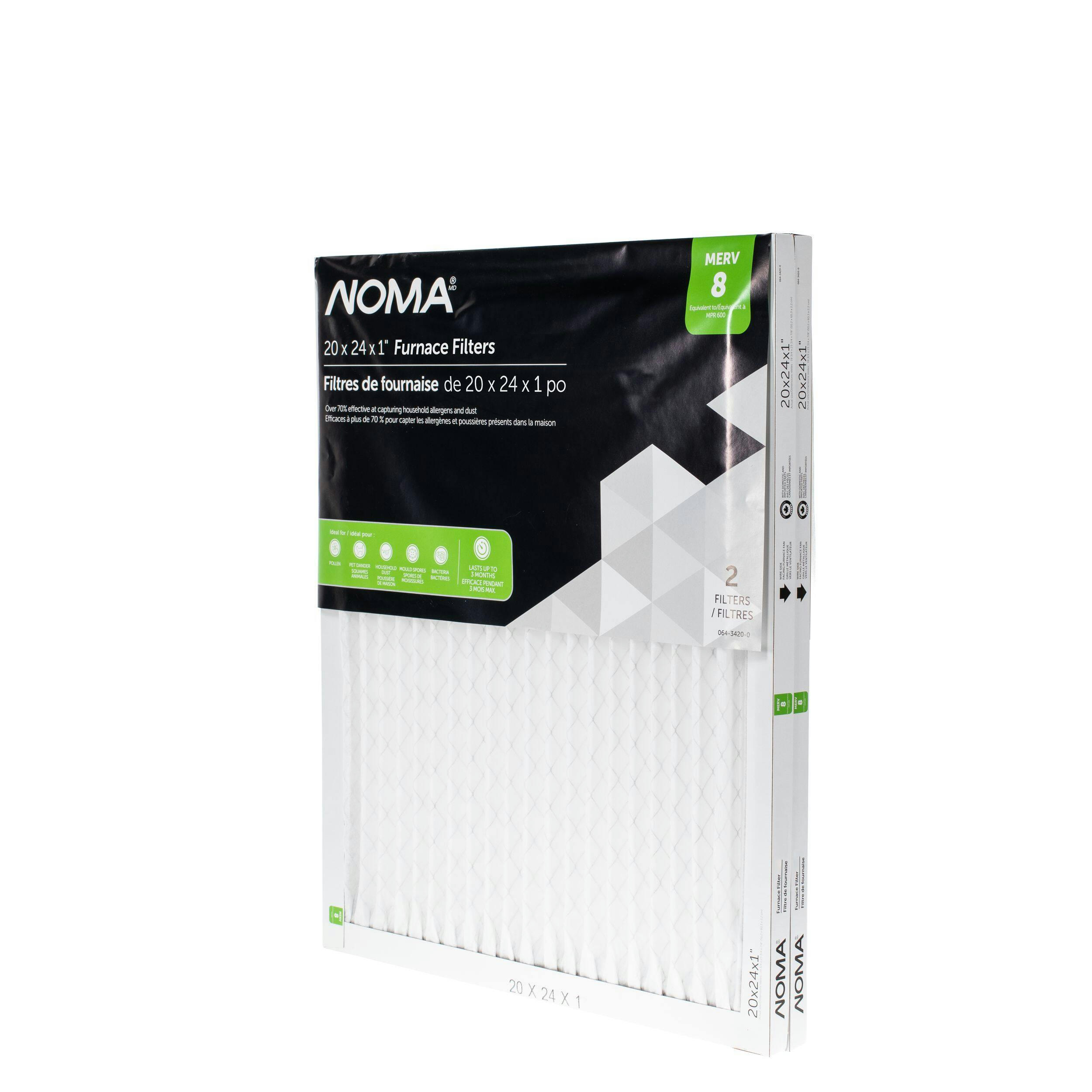 NOMA MERV 8 Furnace Air Filters, 20 x 24 x 1-in, 2-pk