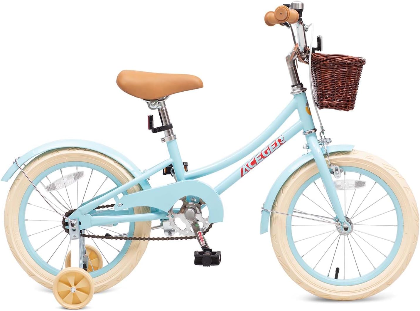 ACEGER Retro Princess Kids Bike with Basket for 3-12 Years Old Girls, Included Coaster Brake & Caliper Brake, 14 16 18 Inch with Training Wheels, 20 Inch with Kickstand, Vintage Bicycle for Gifts.