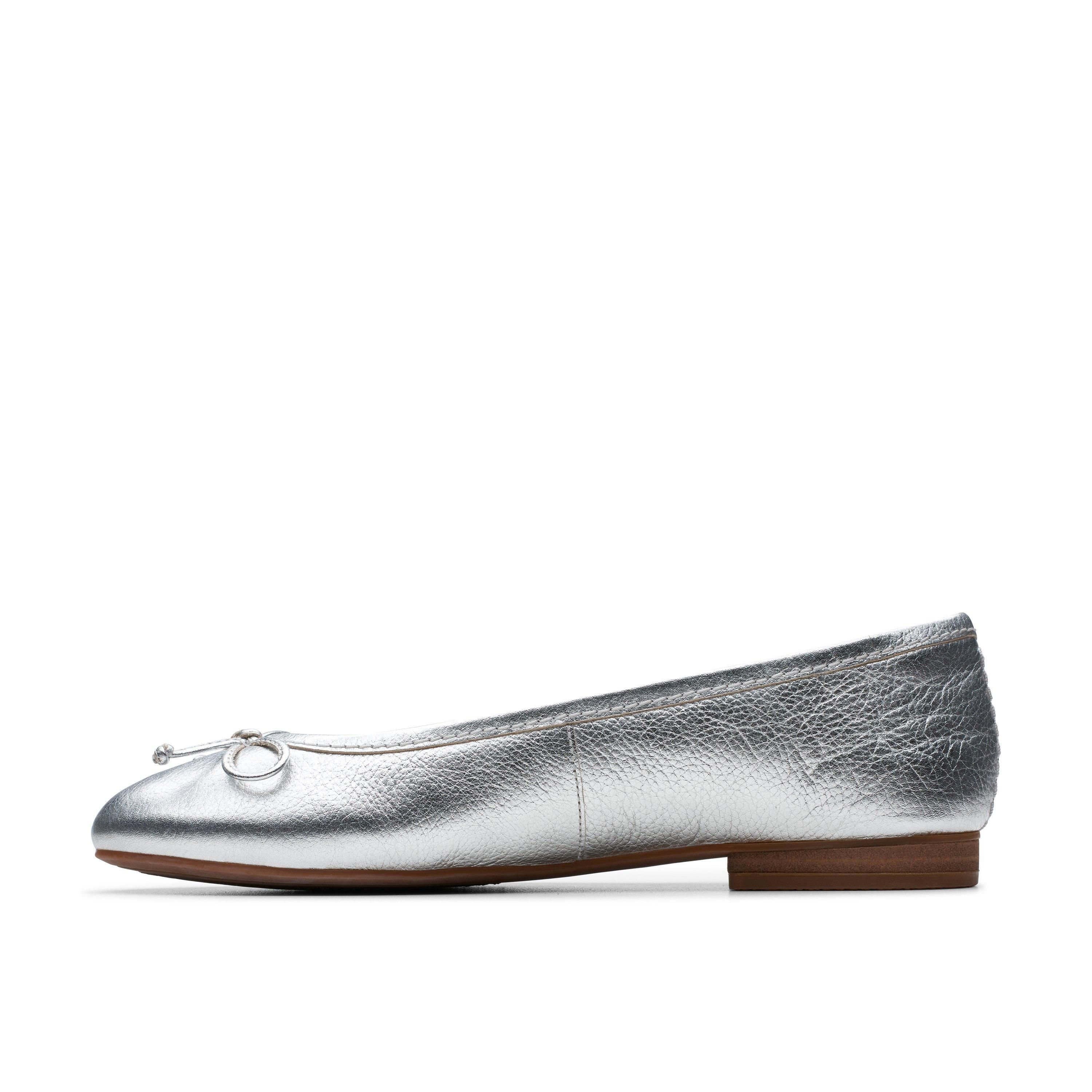 Clarks Fawna Lily Silver Leather Ballerina