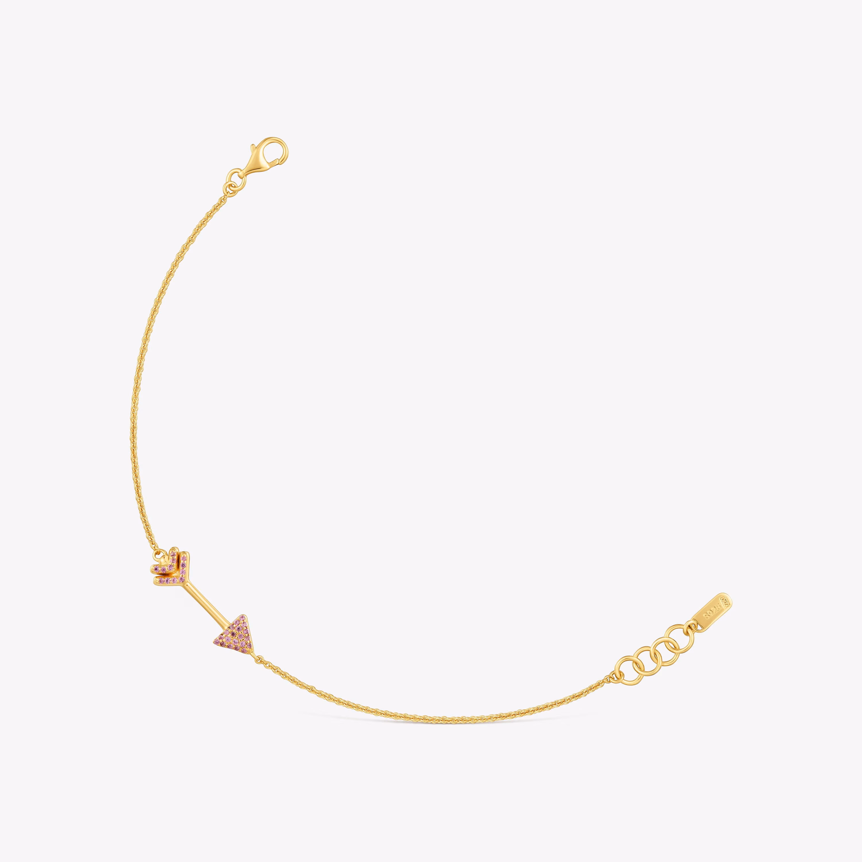 Pulsera cadena con baño de oro 18 kt sobre plata y rodolitas TOUS Flechazo
