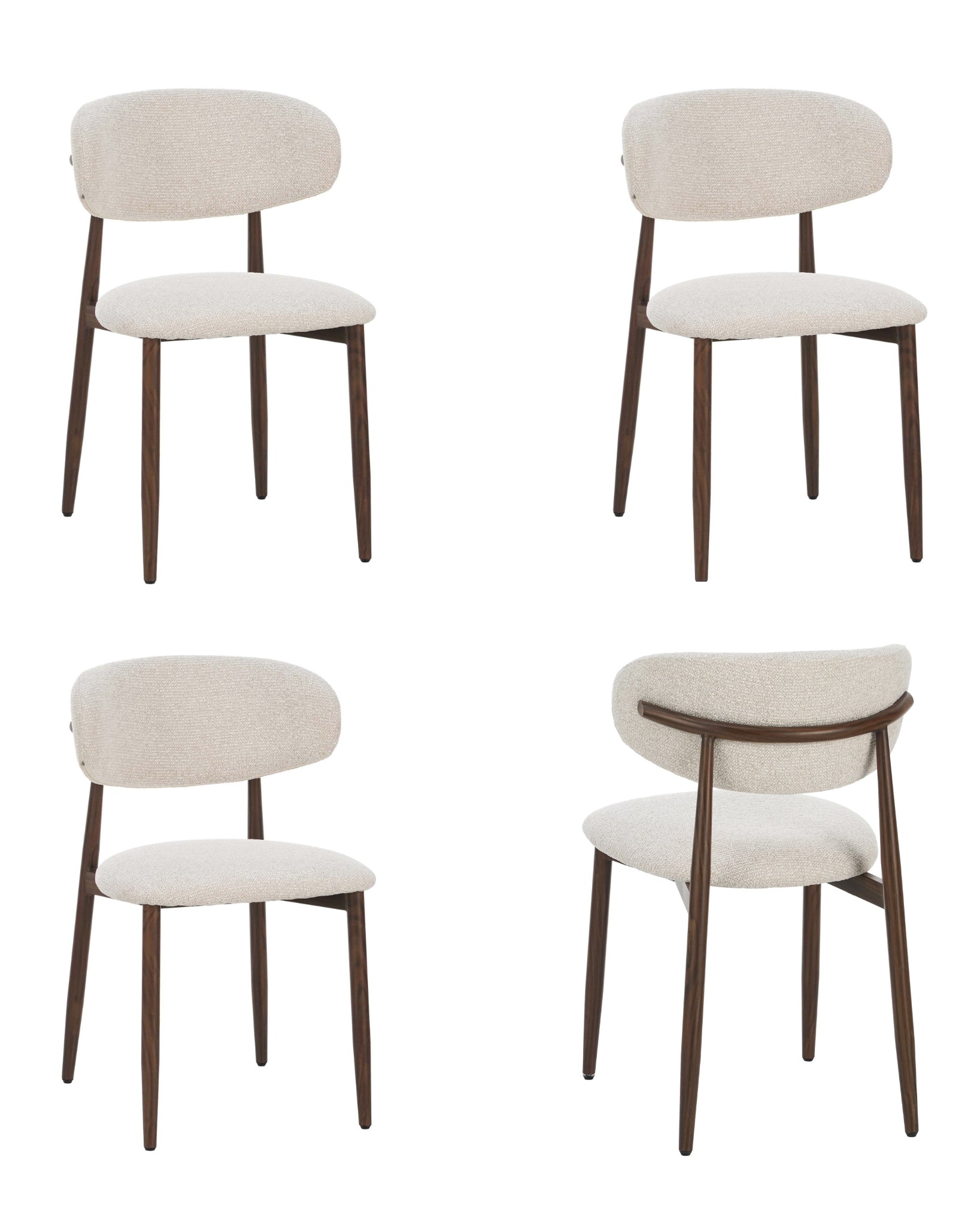 Celia - Eetkamerstoelen Beige Walnoot Set van 4 stijlvol comfortabel