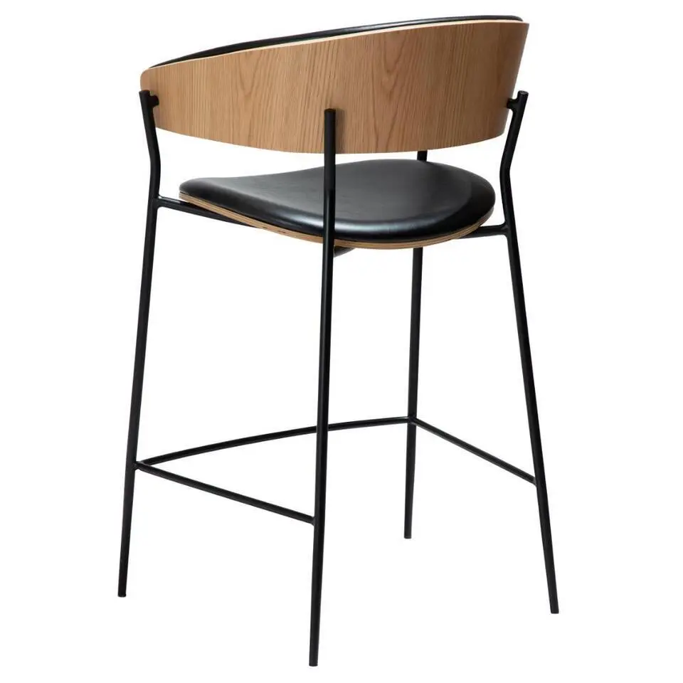 Hioshop Crib Dan-Form counterstoel met armleuningen fineer eik- PU-kunstleer