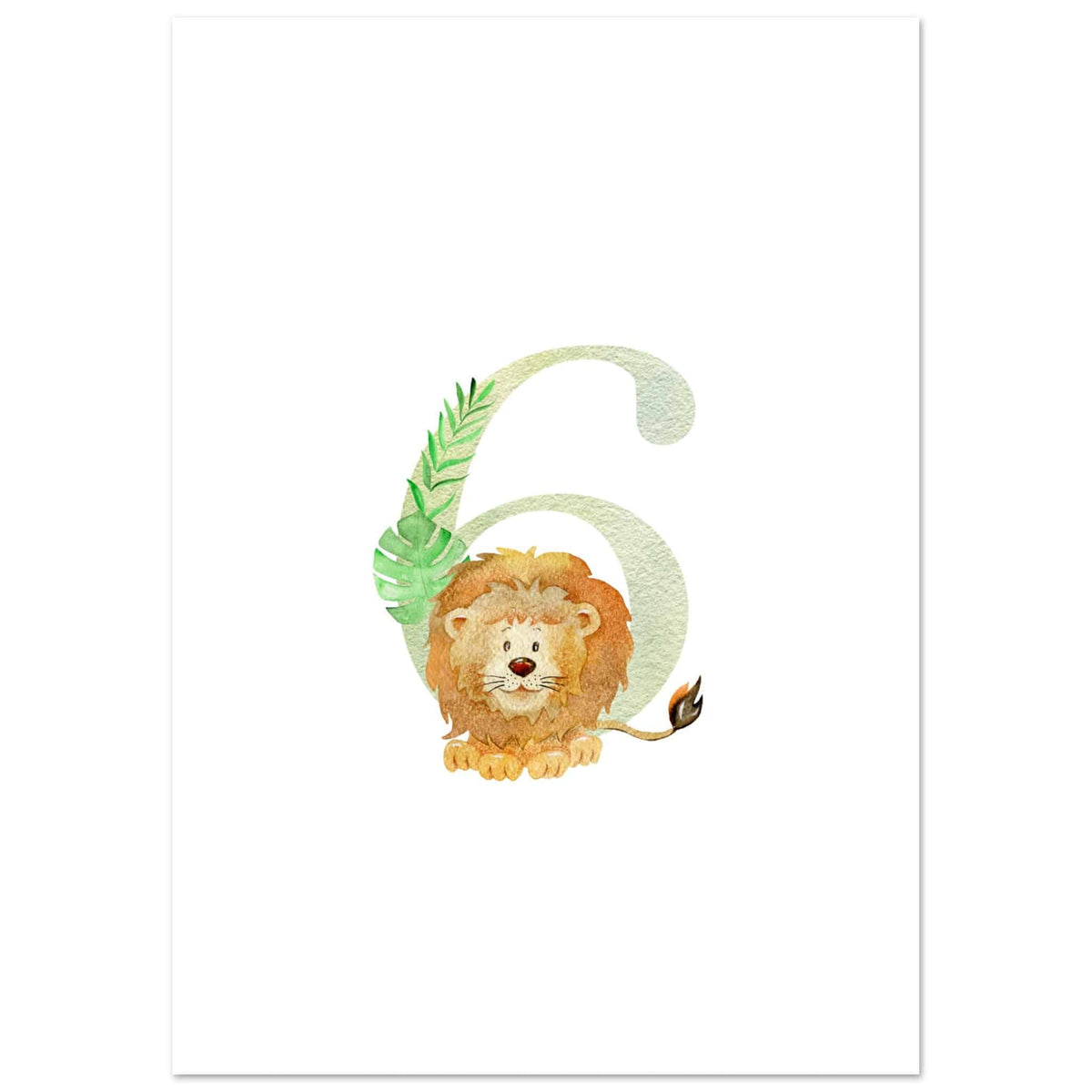 Artfulprints Poster Cijfer 6 kinderkamer  - A4 21x29.7 cm - Meerkleurig