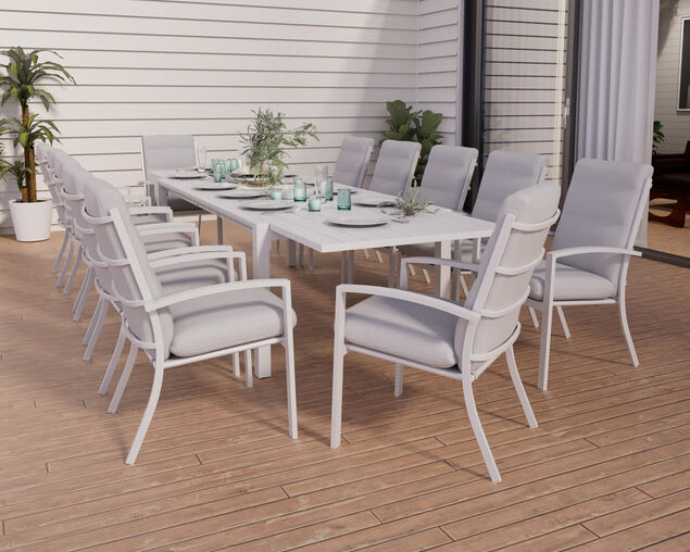 Jette 12 Seater Extension Dining Setting Bundle - Bone