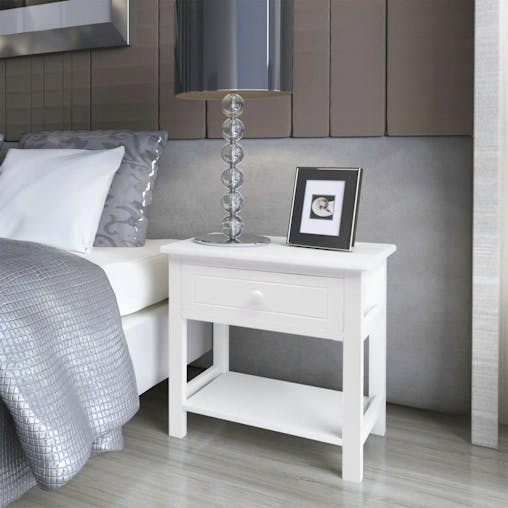 NNEVL Bedside Cabinet Wood White