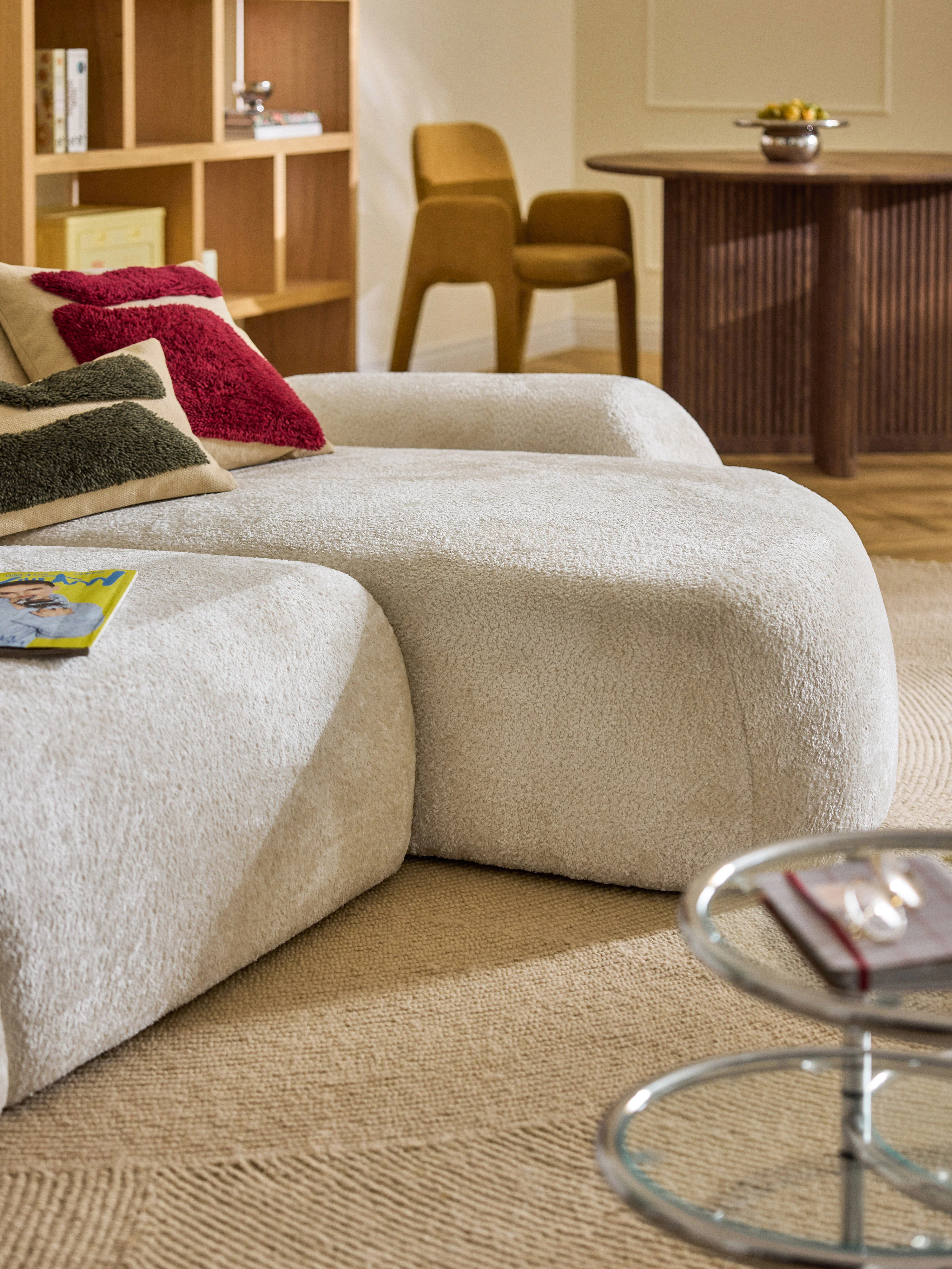 Chaise Corner Module Wolke aus Teddy-Bouclé