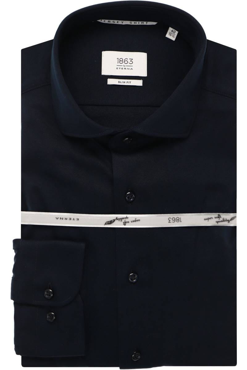 ETERNA 1863 Soft Tailoring Slim Fit Jerseyhemd dunkelblau, Einfarbig