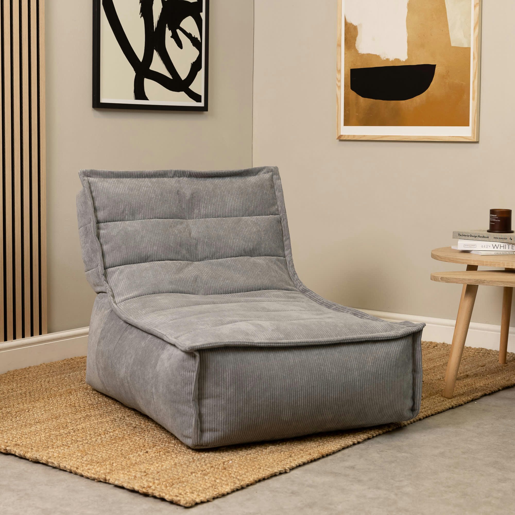 OTTO - Pouf modulable sofa velours côtelé, 3 pièces, gris