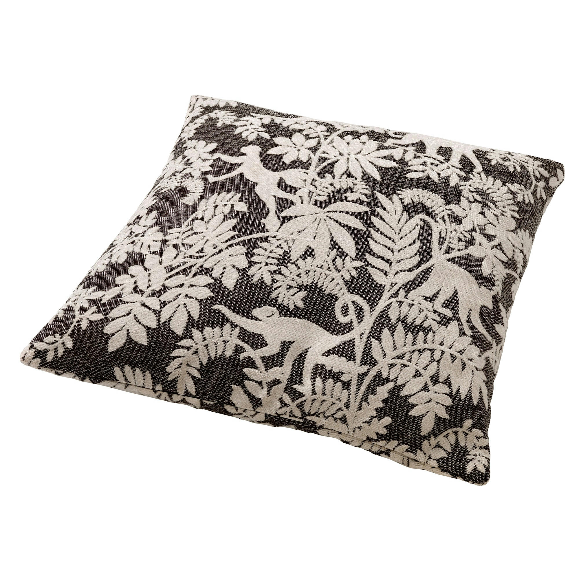 ABU - Coussin - noir en coton 45x45 cm avec motif fleuri