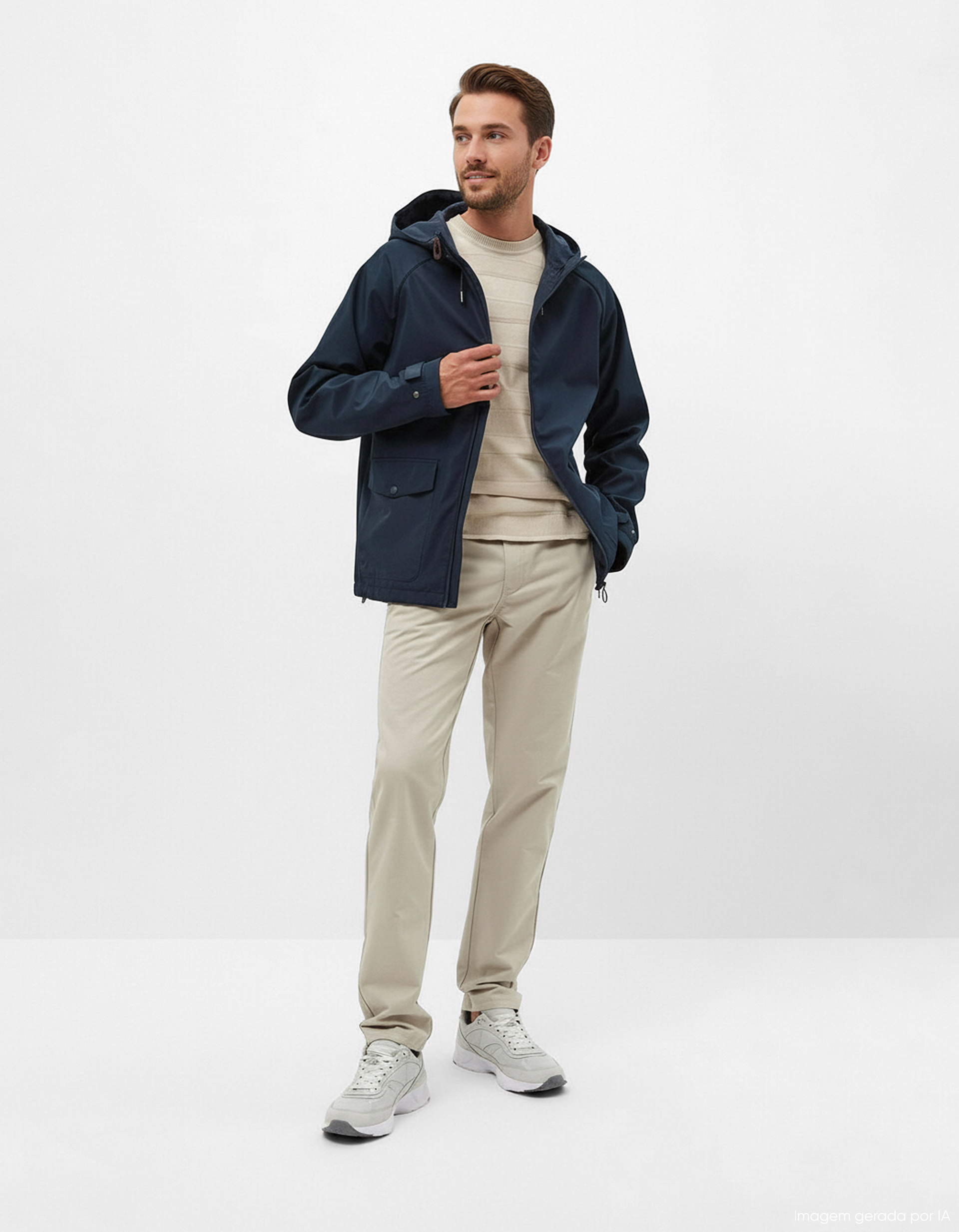 Calças Chino Premium 'Slim fit', Homem, Bege Claro