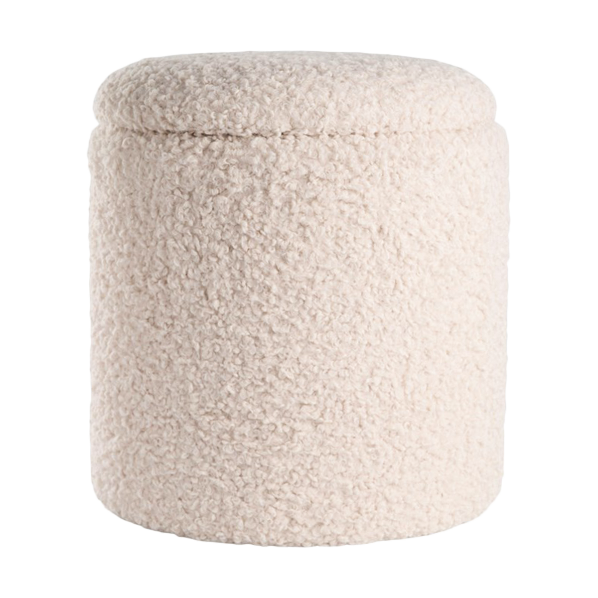 Lisomme Sem teddy poef gebroken wit - met opbergruimte - Ø 36 cm