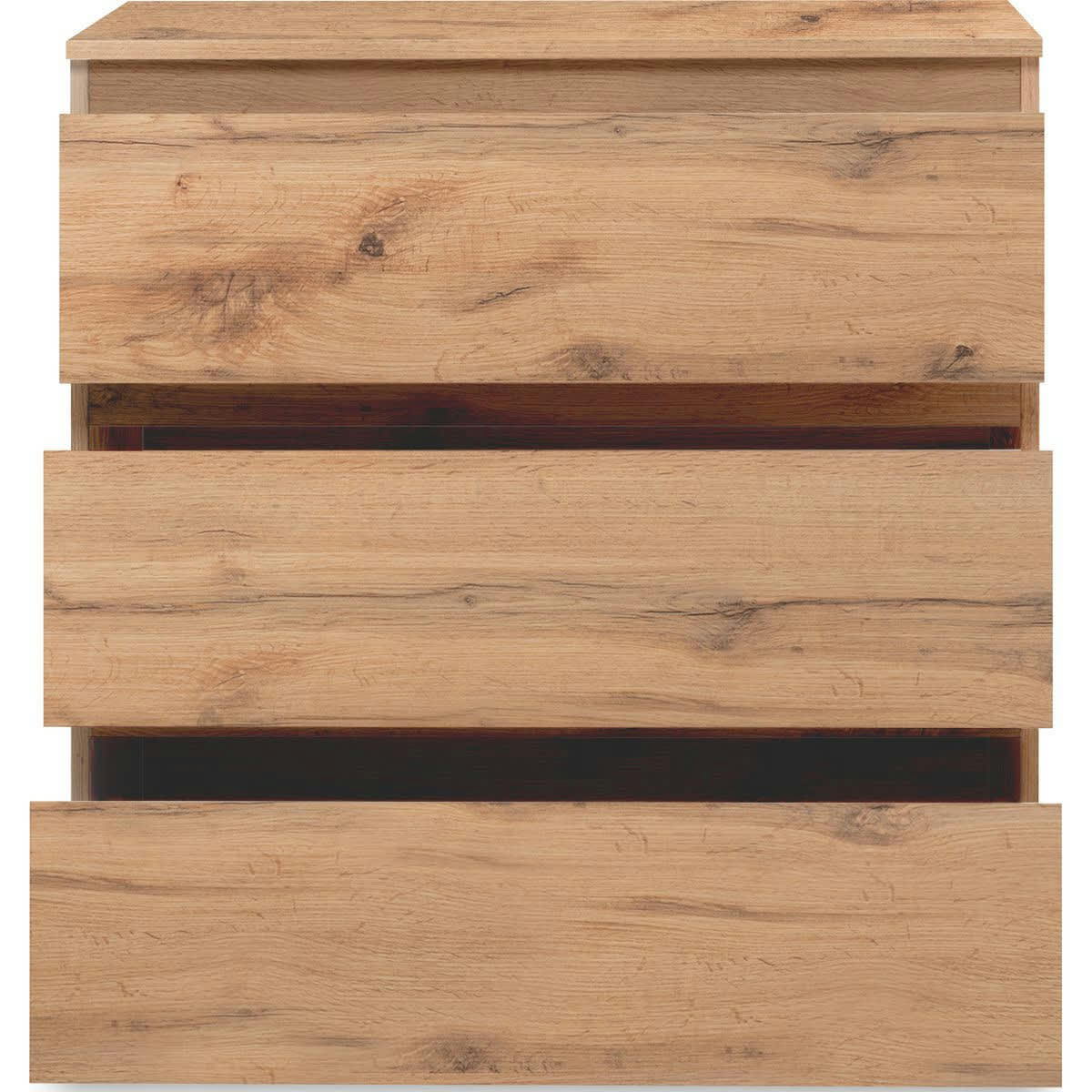 MEDEA - Commode 3 tiroirs effet chêne 80 cm