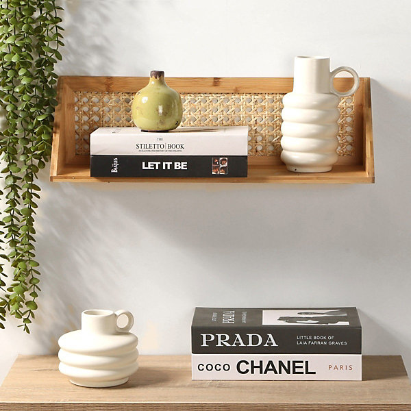 Etagère murale en bambou et rotin naturel - L40 cm
