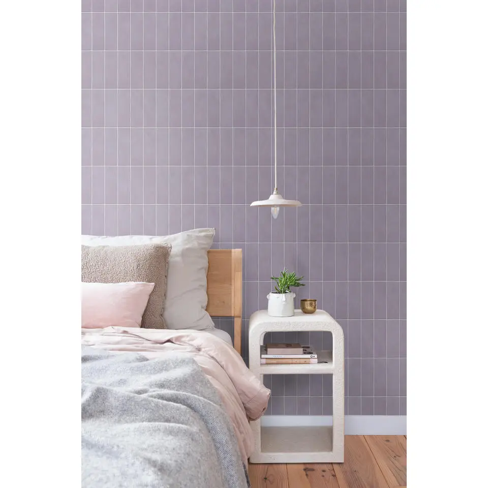 ESTAhome behang tegelmotief lila paars - 50 x 900 cm