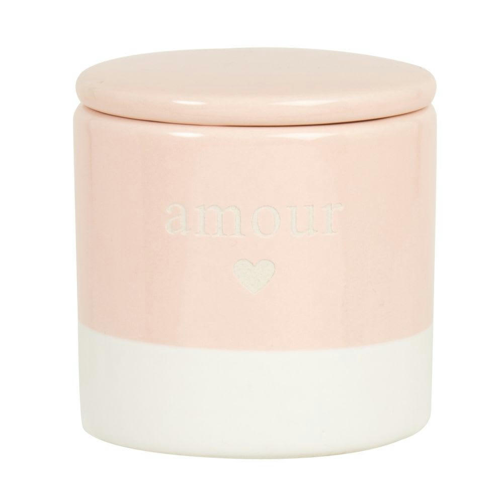 - Bougie parfumée en céramique blanche et rose