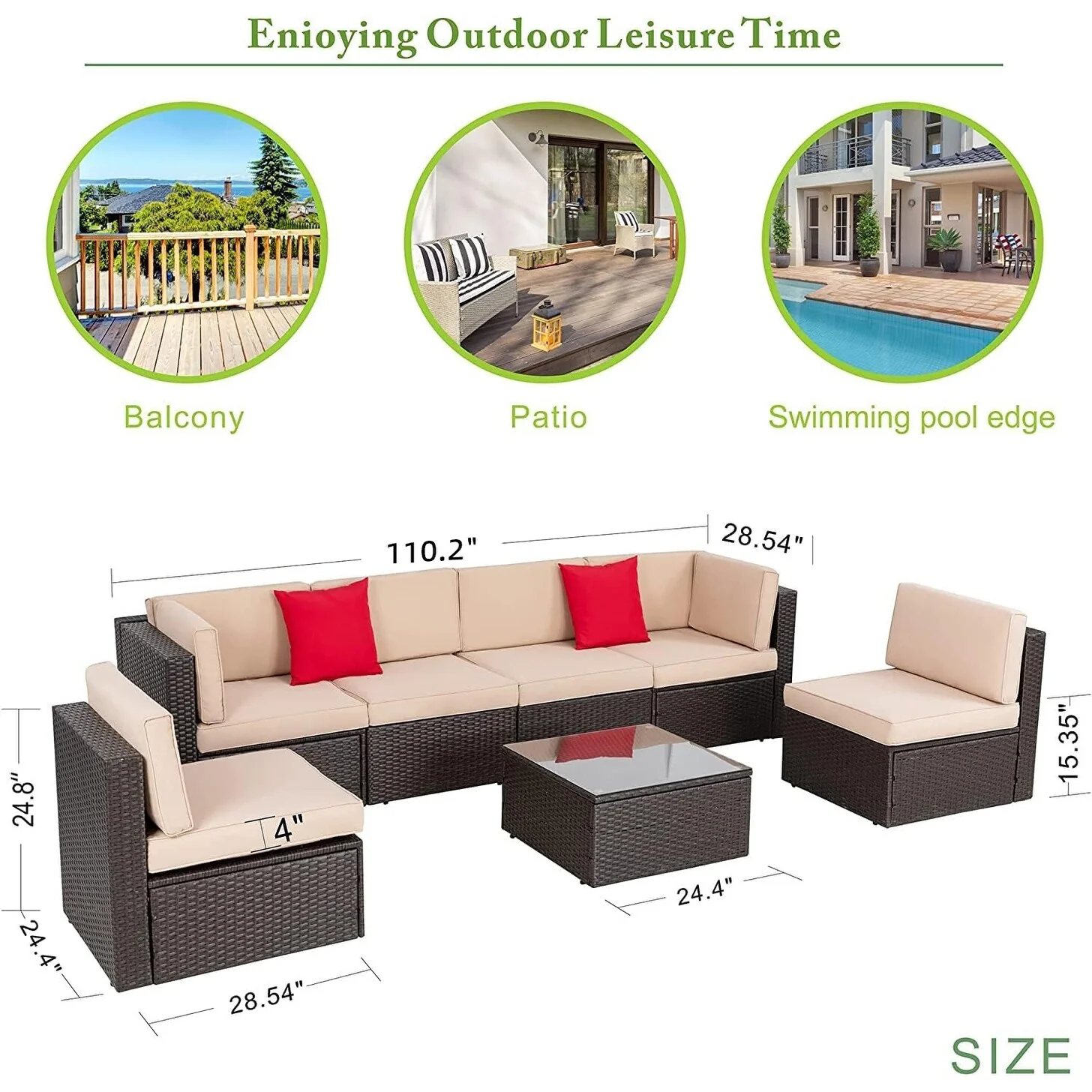 Futzca 7 Pieces Outdoor Patio Furniture Sets