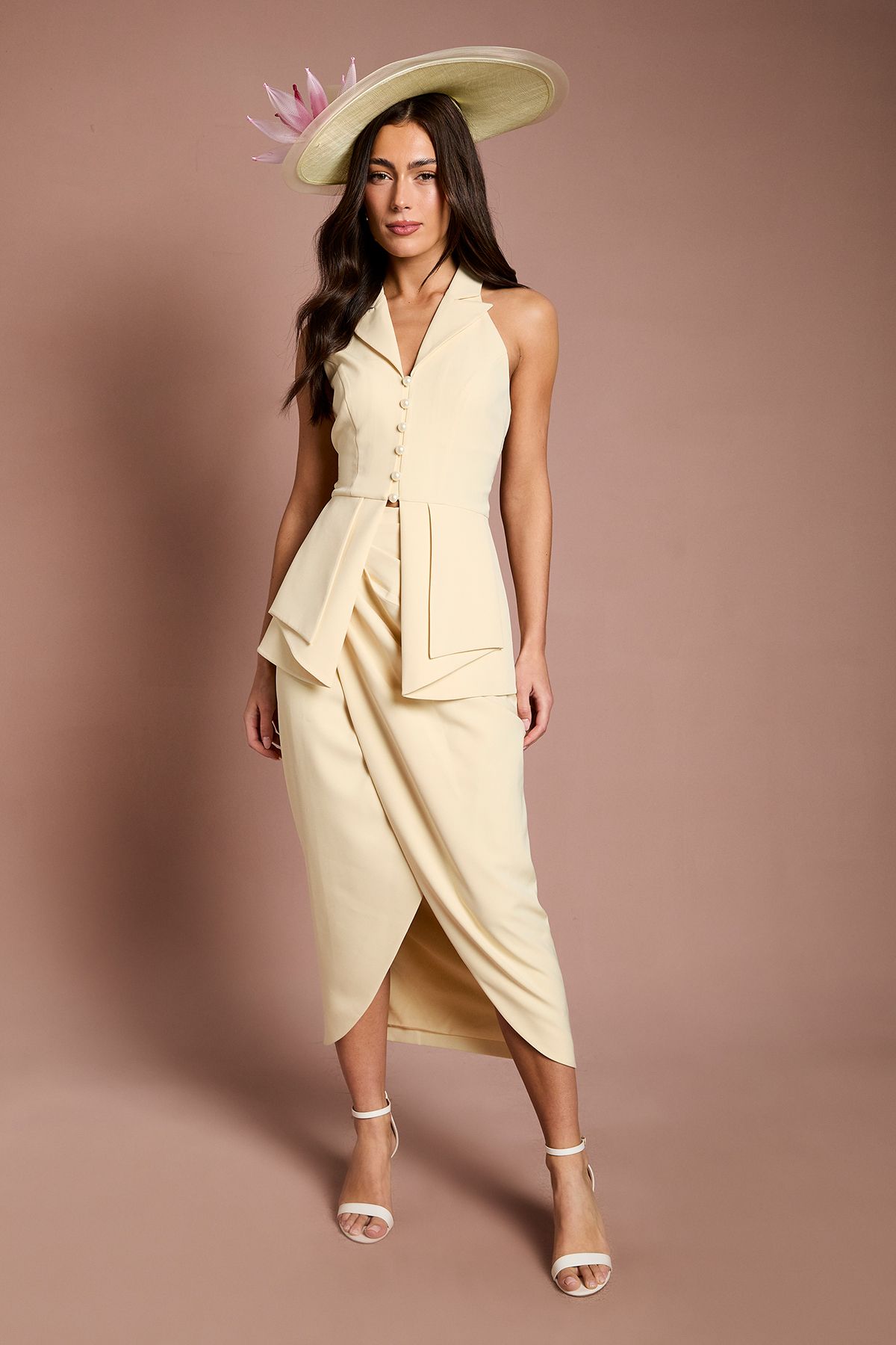 Coast Lisa Tan Pleated Waist Coat