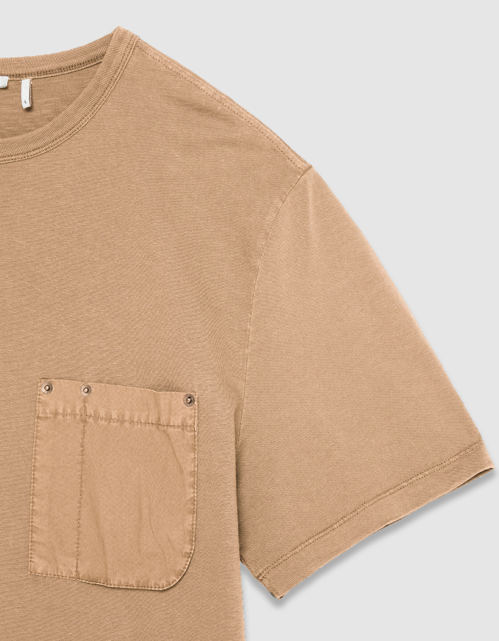 T-shirt beige col rond poche plaquée Homme