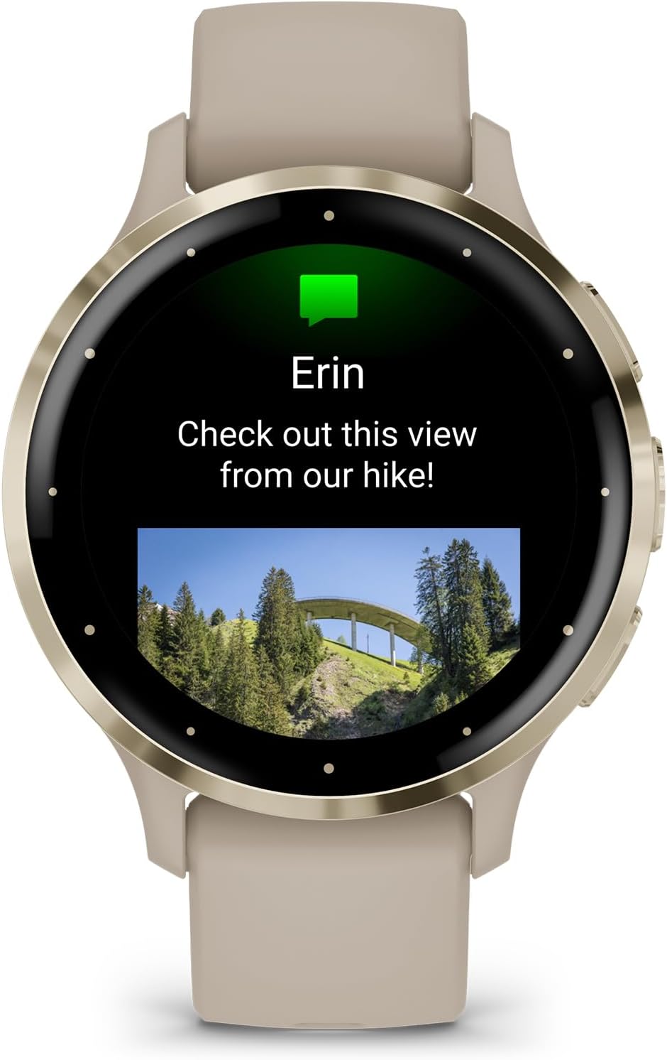 Garmin Venu 3S Soft Gold Stainless Steel Bezel 1.2-Inch AMOLED Touchscreen Display Smart Watch  Phone Supported with 41mm French Gray Case and Silicone Band