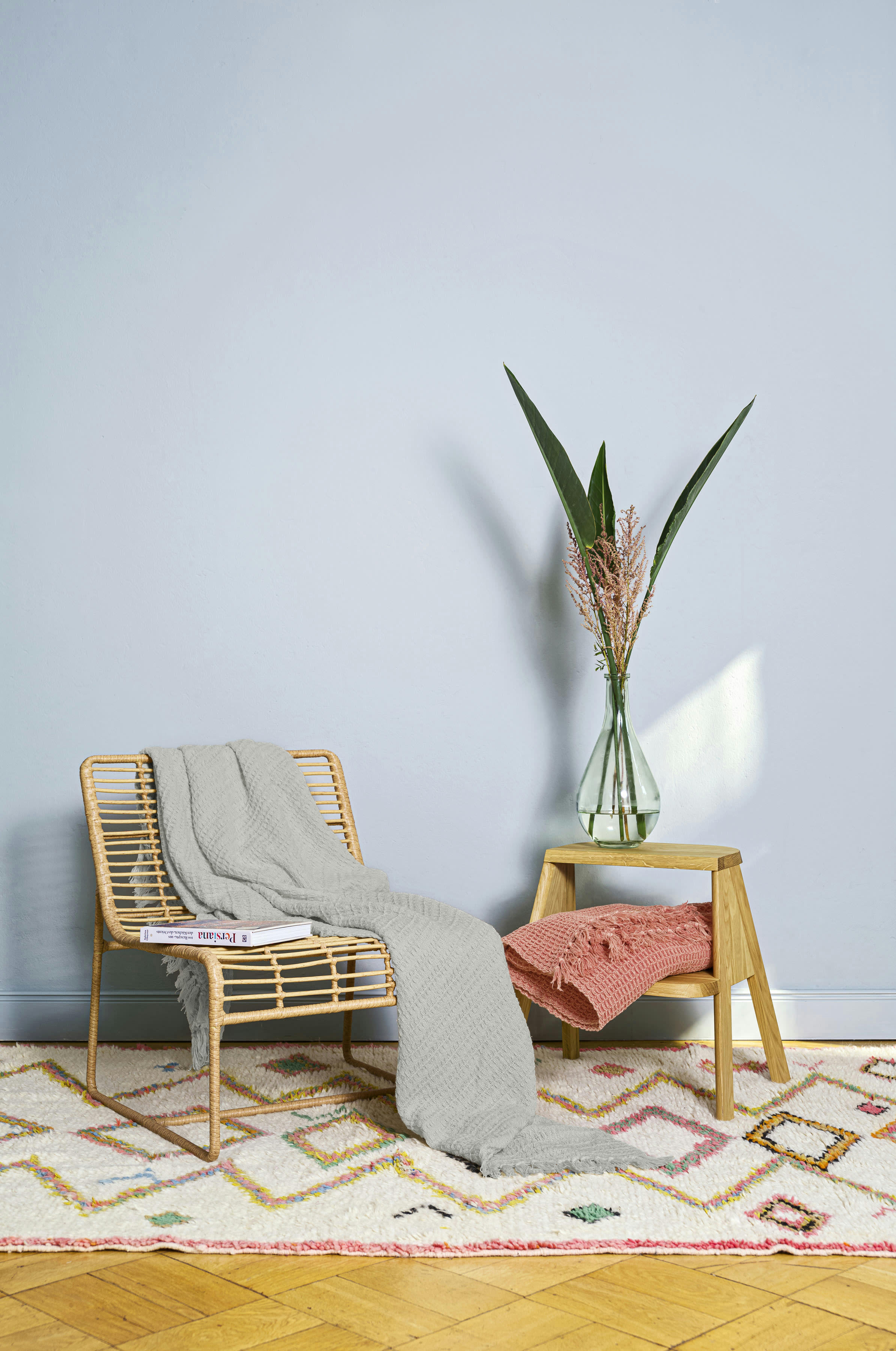 WAFFLE - Plaid en 100% coton lavé   à franges nouées taupe 170 x 130