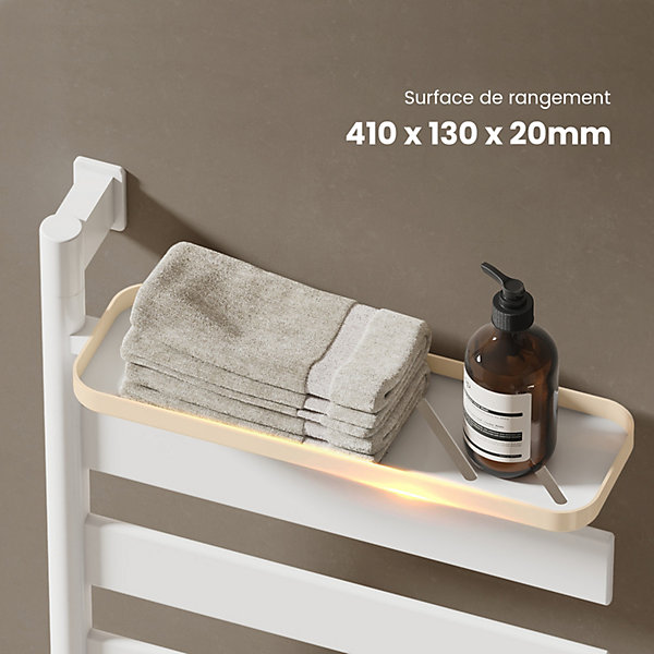 EMKE Sèche-serviettes électrique, rotatif à 180, 76 x 45 cm, sèche-serviettes et radiateur pour salle de bain, blanc brillant