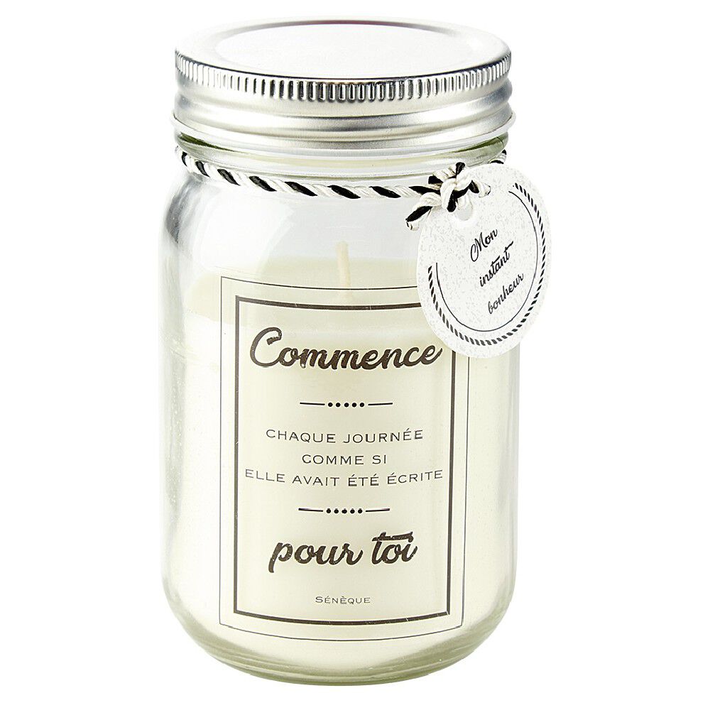 Bougie parfumée dans bocal en verre avec message