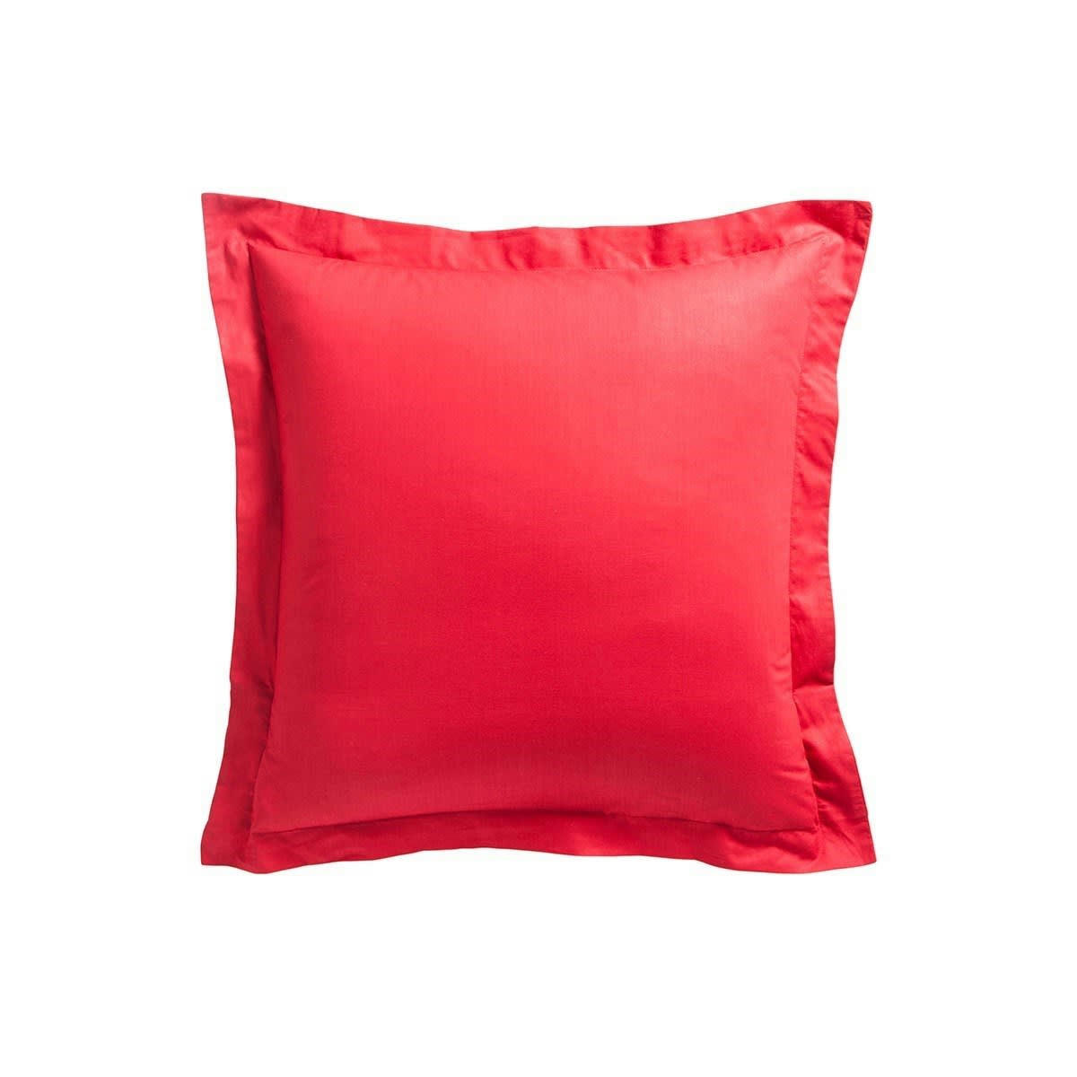 57FILS - Taie d'oreiller uni en coton rouge 75x75 cm