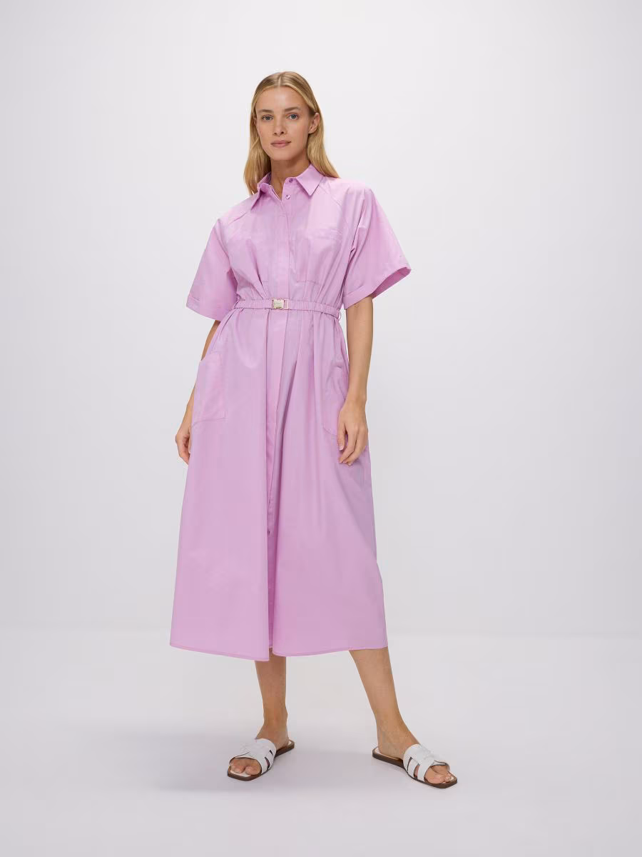 Midi Shirt Dress With Tie Waist
