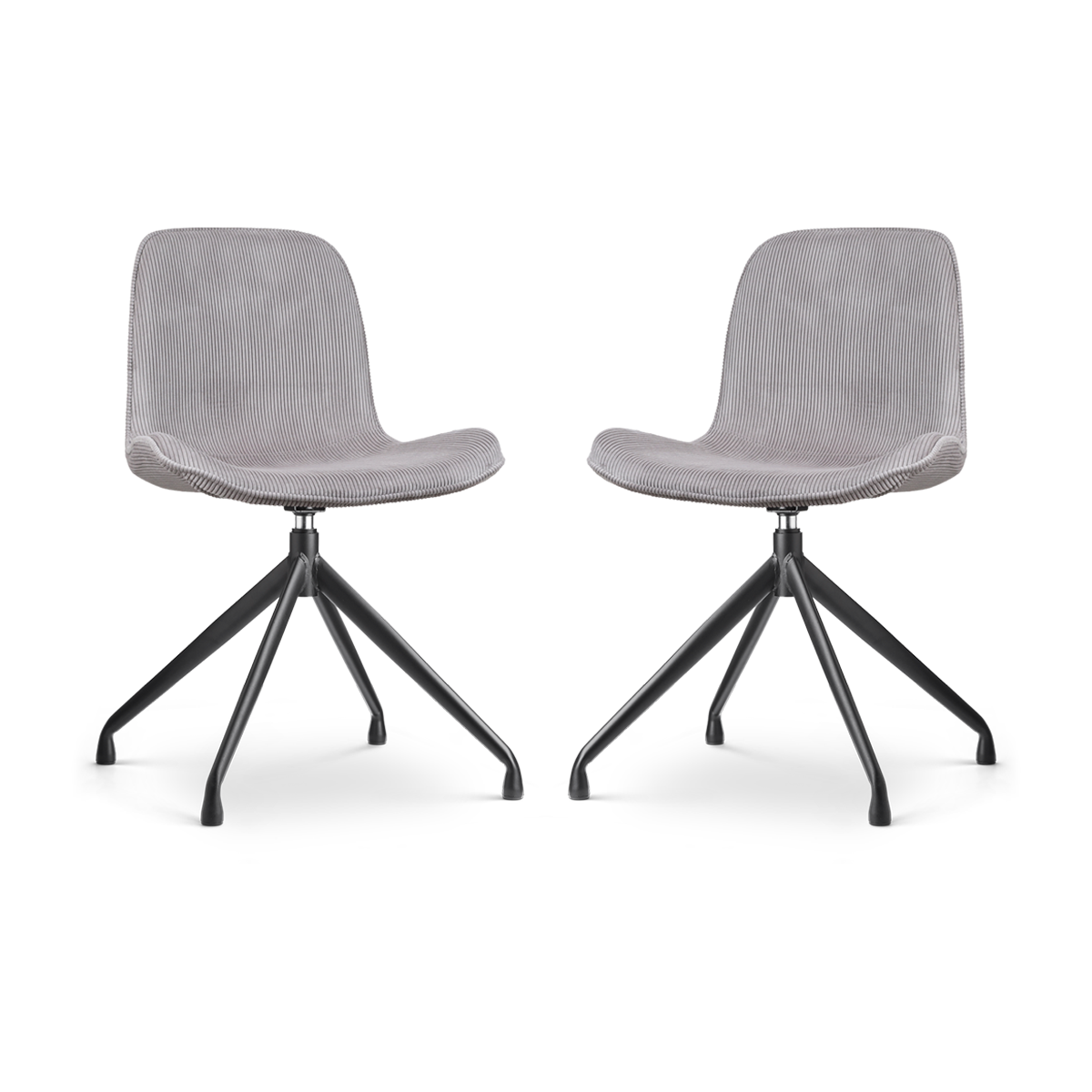 Nolon Nola-Fé Draaibare Eetkamerstoelen Set - Rib Warm Grijs - Zwart