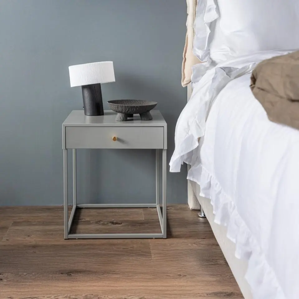 Nachtkastje Lichtgrijs Metaal - 43x41x50cm - Bakal