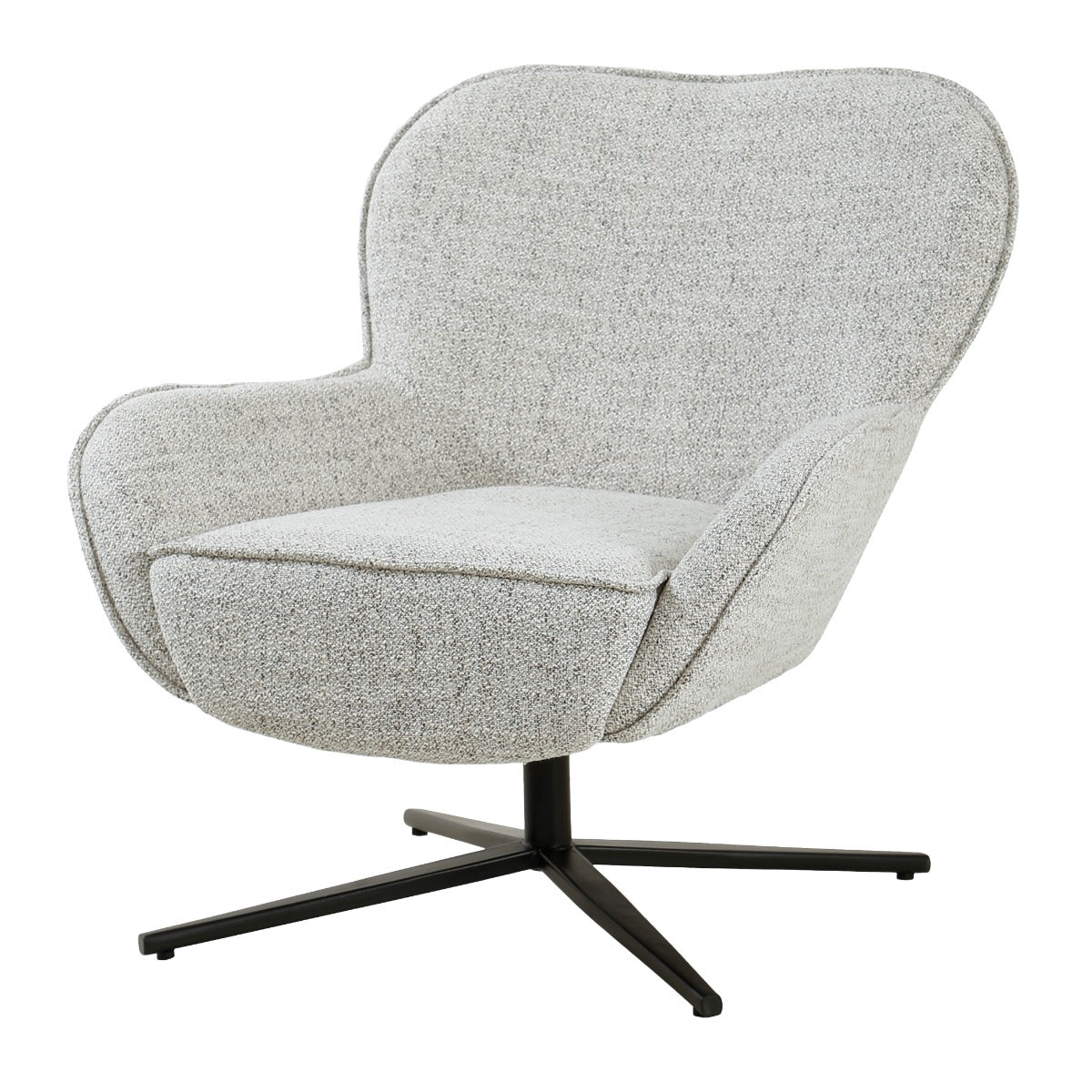 Livingfurn - Fauteuil Draaibaar - Beige Stof - 80x89x84cm - Sven